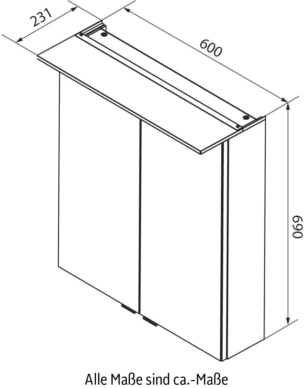 FACKELMANN Spiegelschrank »PE 60 - weiß«, Badmöbel Breite 60 cm, 2 Türen |  BAUR