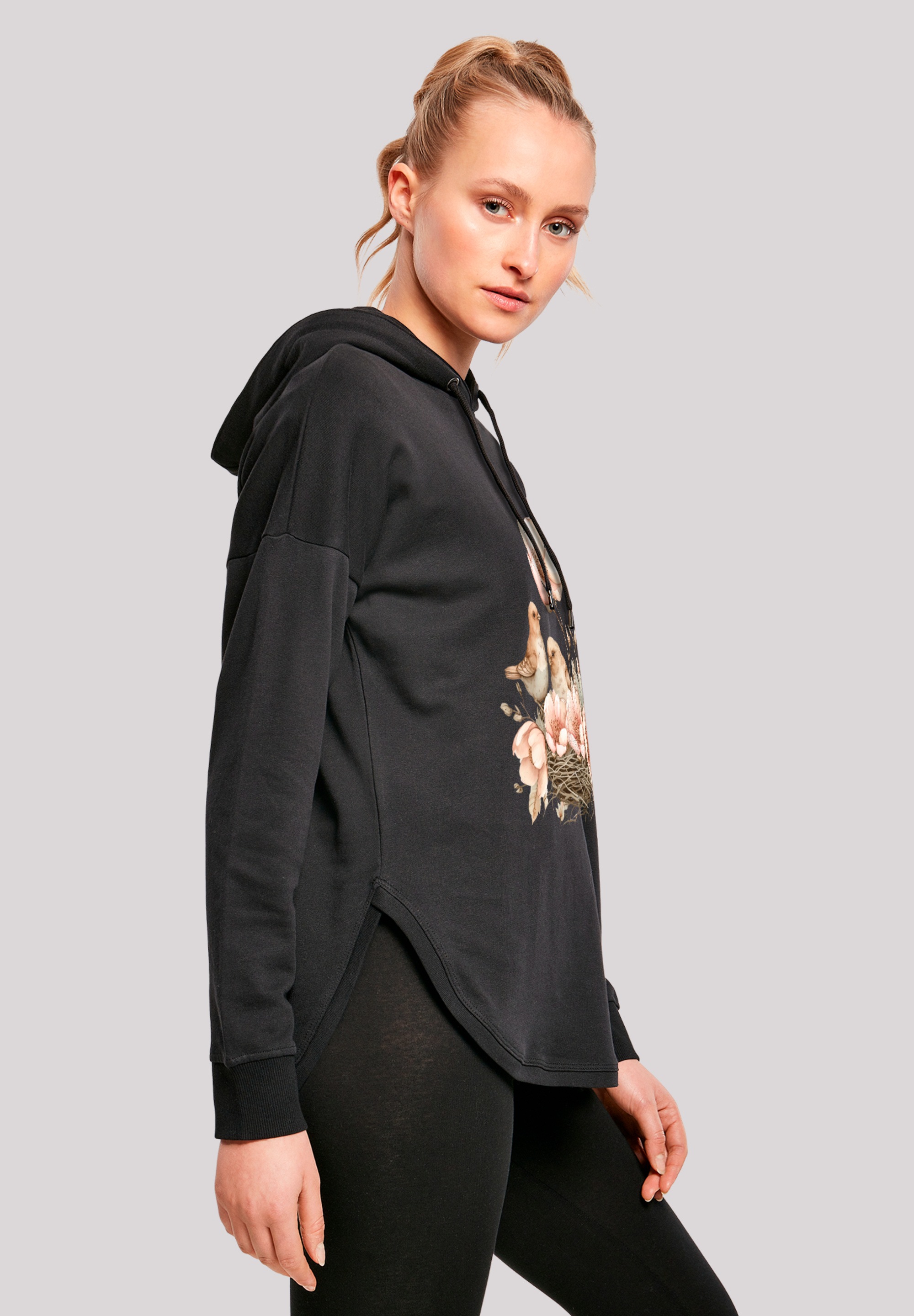 F4NT4STIC Kapuzenpullover »Vogelnest Blumen«, Premium Qualität