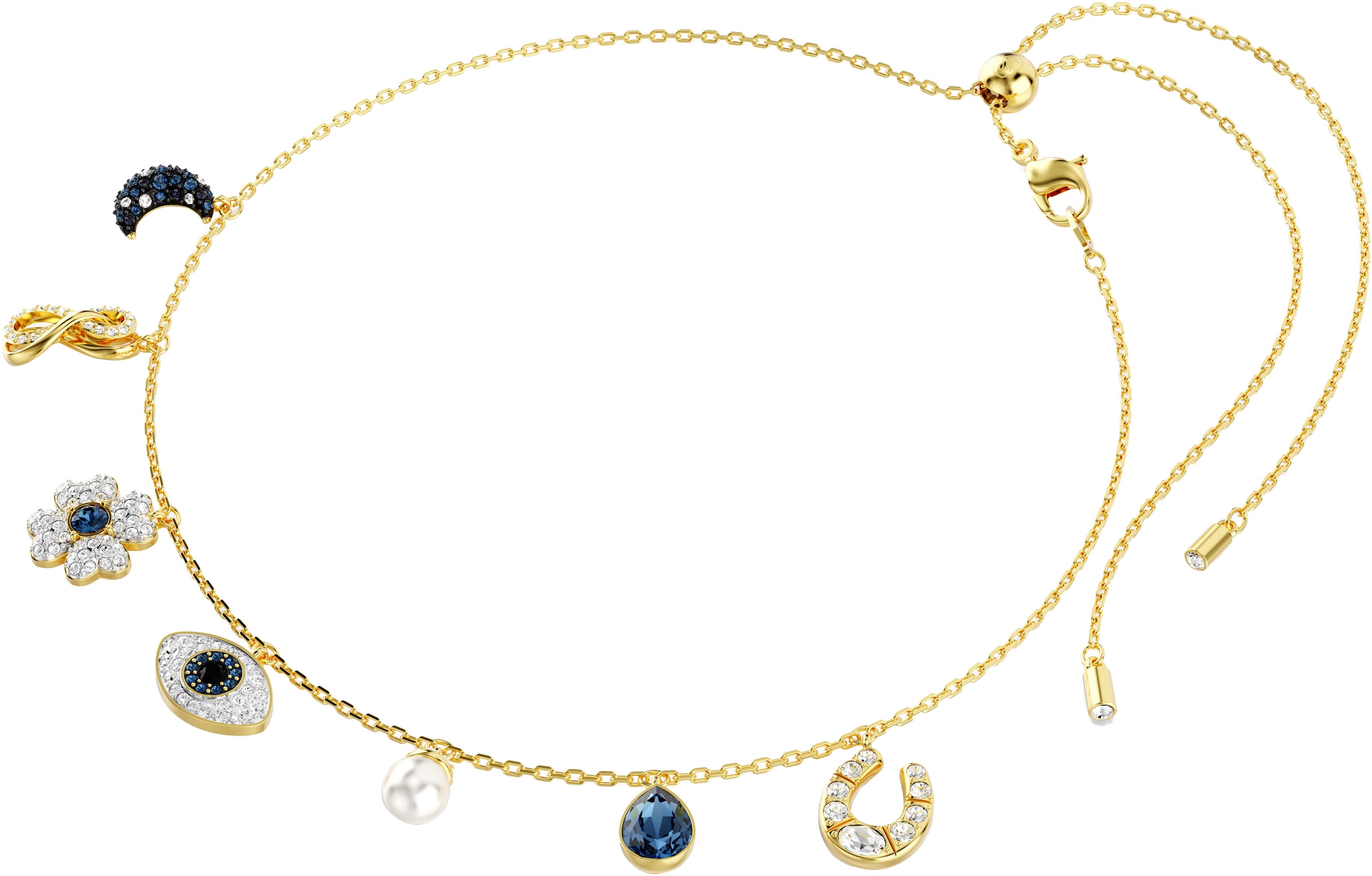 Swarovski Collier »Symbolica Mond Unendlich Glücksklee magisches Auge Hufeisen, 5692164«, mit Swarovski® Kristall - mit Swarovski® Perle
