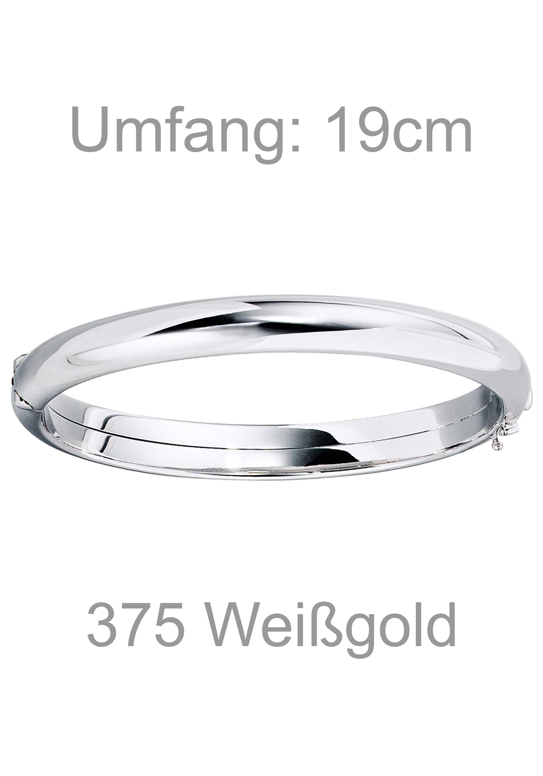 JOBO Armreif »oval mit Scharnier« 375 Weißgold 19 cm