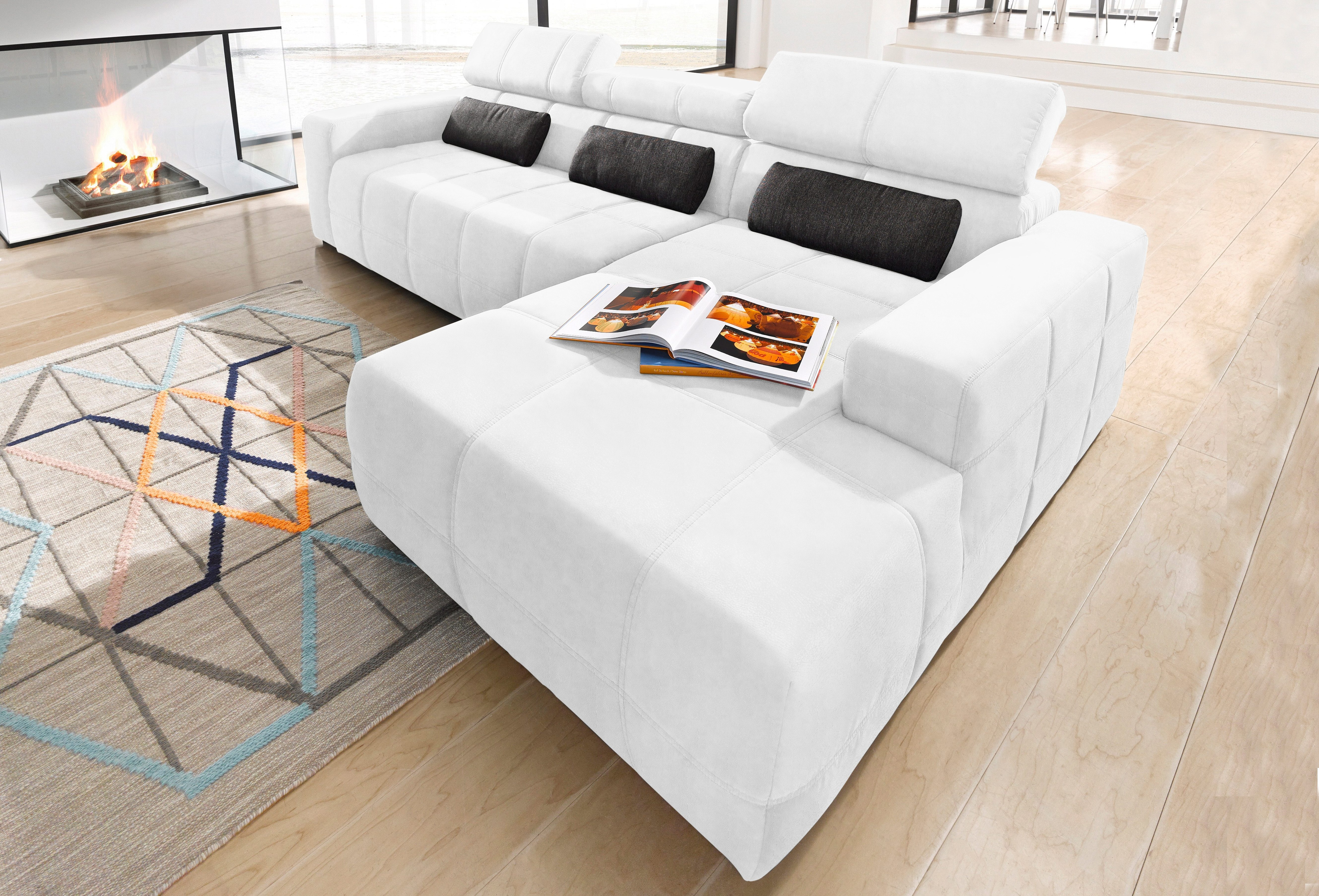 DOMO collection Ecksofa "BRANDON 289x177x80 cm, whlw. mit Sitztiefenverstellung, L-Form" mit Kopfteilverstellung, wahlweise Sitztiefenverstellung, L-Form