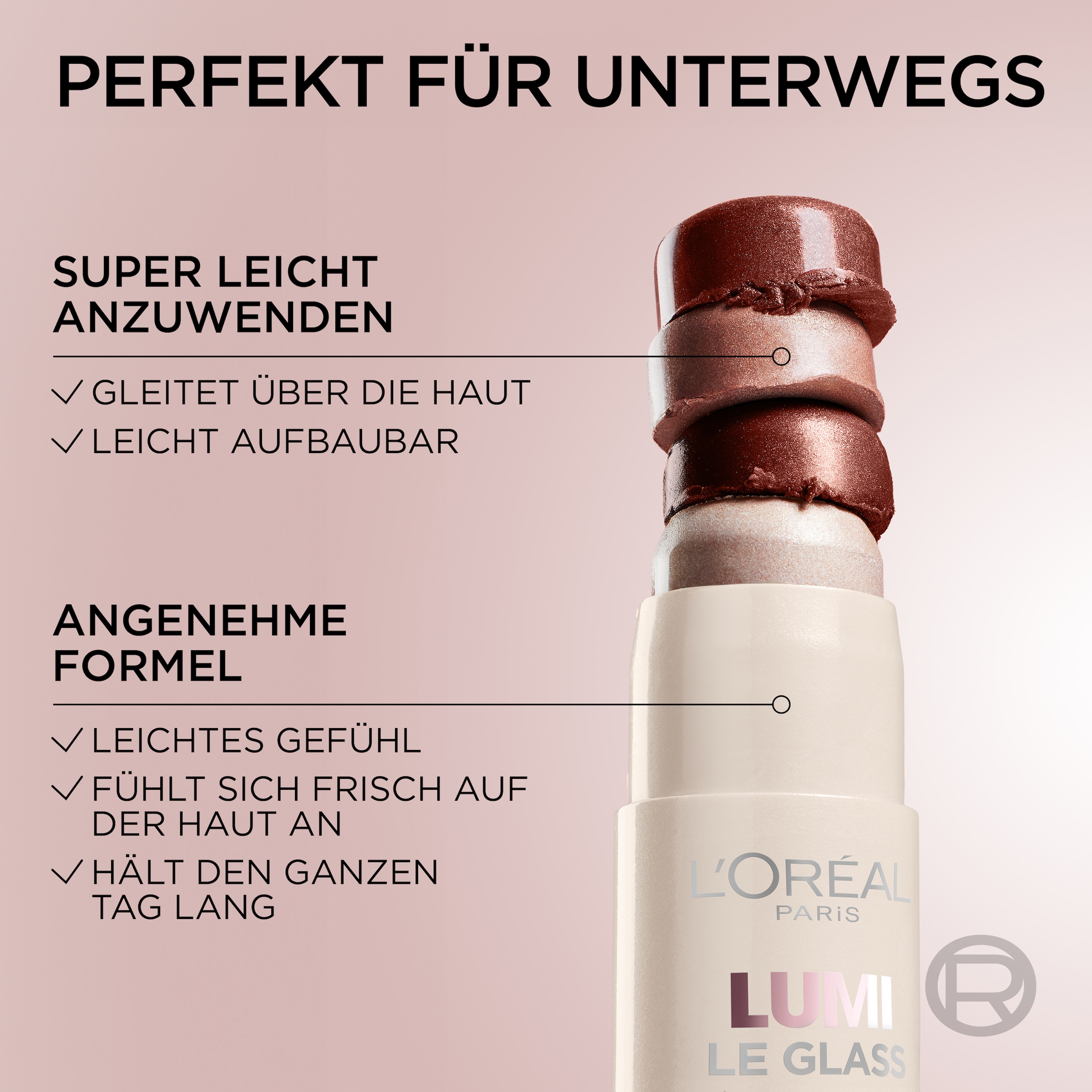 L'ORÉAL PARIS Highlighter »L'Oréal Paris Lumi Le Glass Highlighter Stick«, Reflektierender Wet-Look, hält den ganzen Tag, einfach aufzutragen.