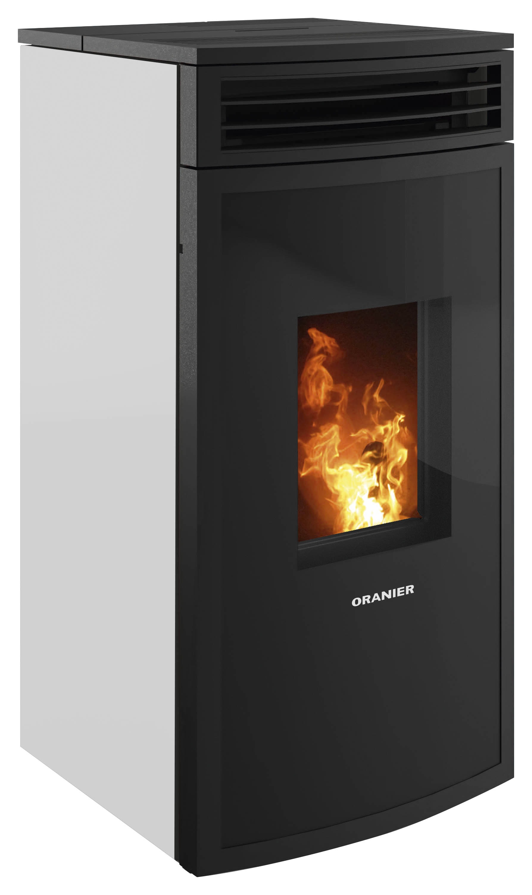 ORANIER Pelletofen "»Neta« Seidenweiß"schwarz, Wohnzimmer, Kaminöfen, Anschluss hinten