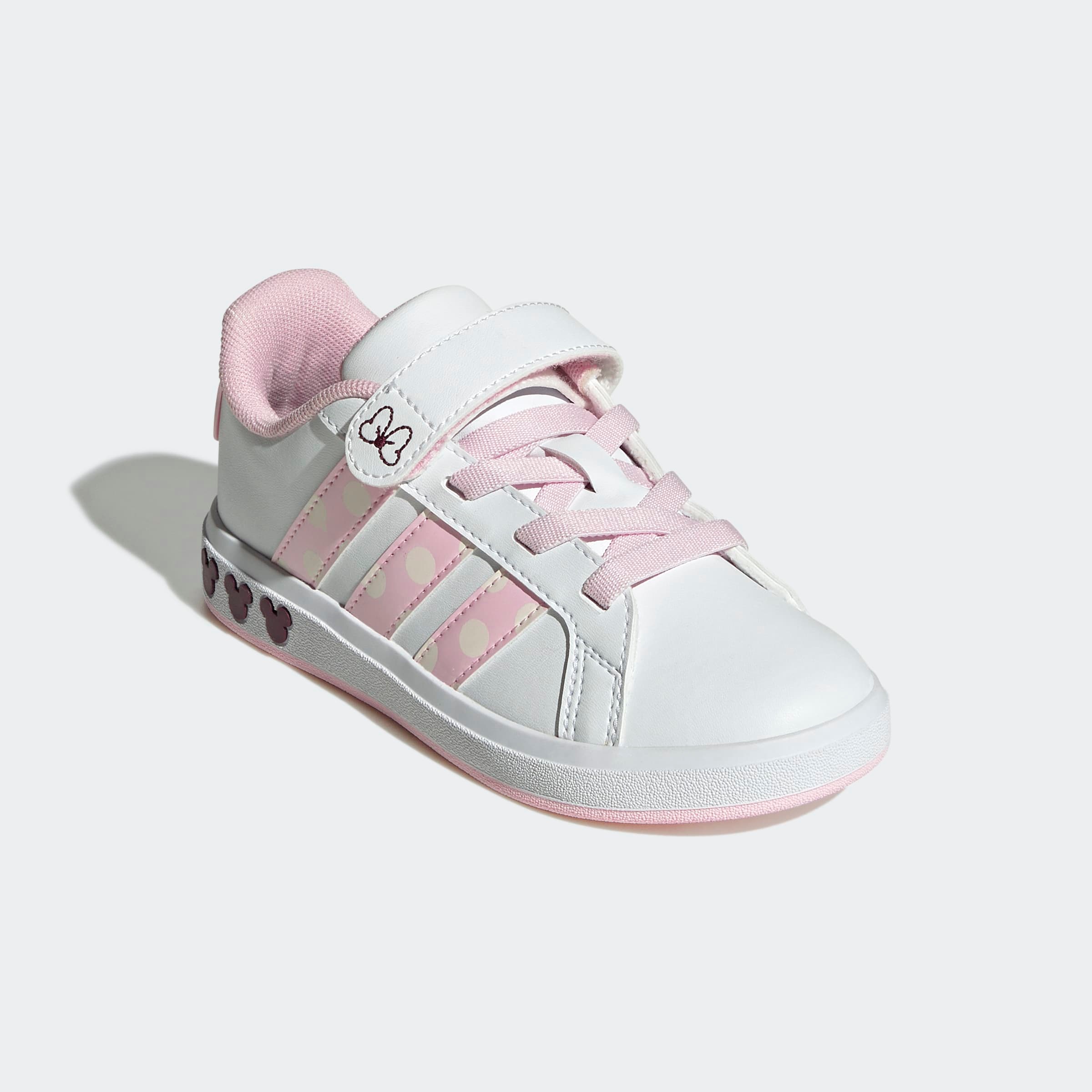 Mädchen Sneaker "ADIDAS DISNEY MINNIE MAUS GRAND COURT", ADIDAS SPORTSWEAR, Gr. 33, weiß, Synthetik, Schuhe, für Kinder & Jugendliche
