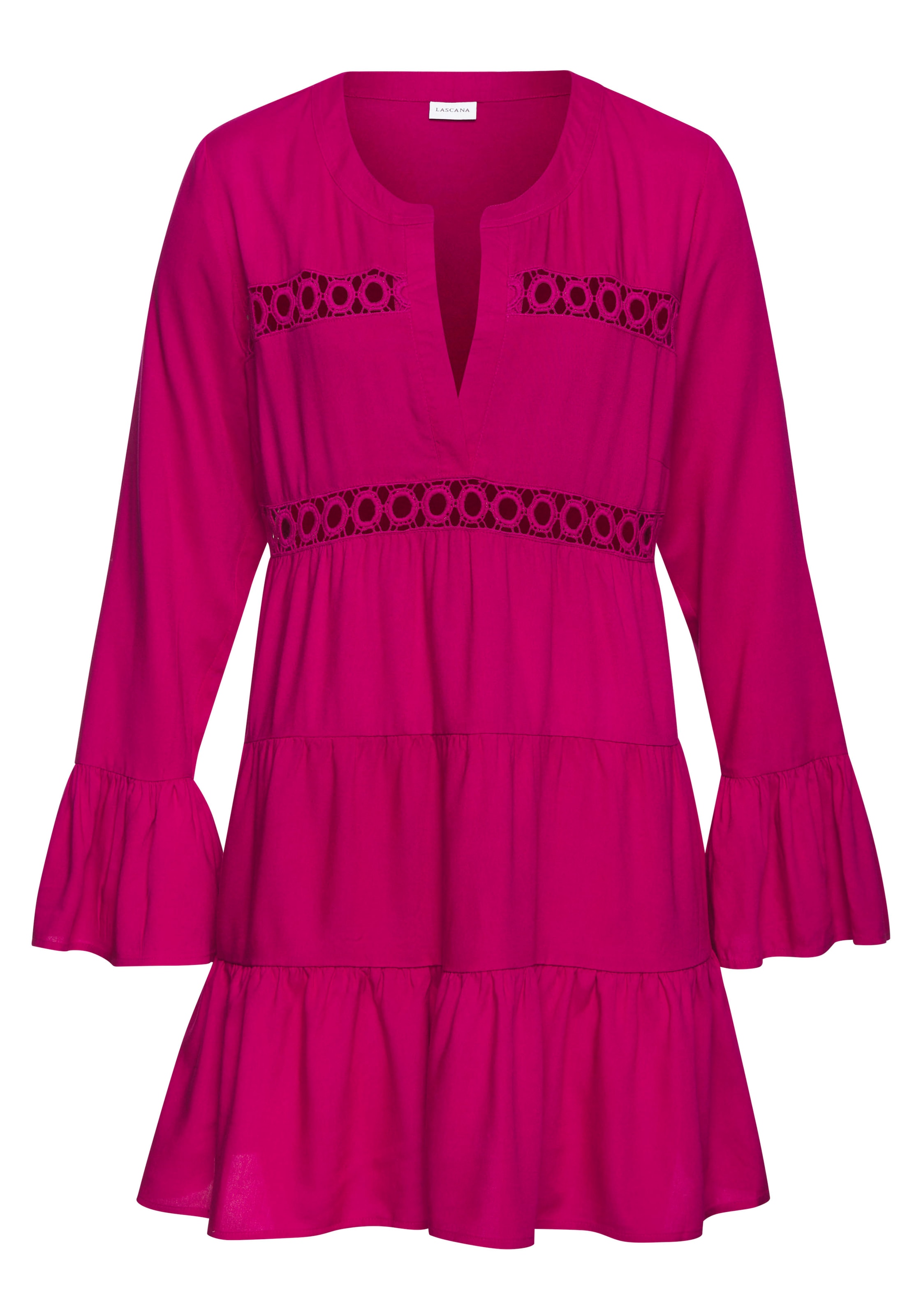 LASCANA Longbluse, mit Spitzeneinsätzen, Tunika, Blusenkleid, Strandmode