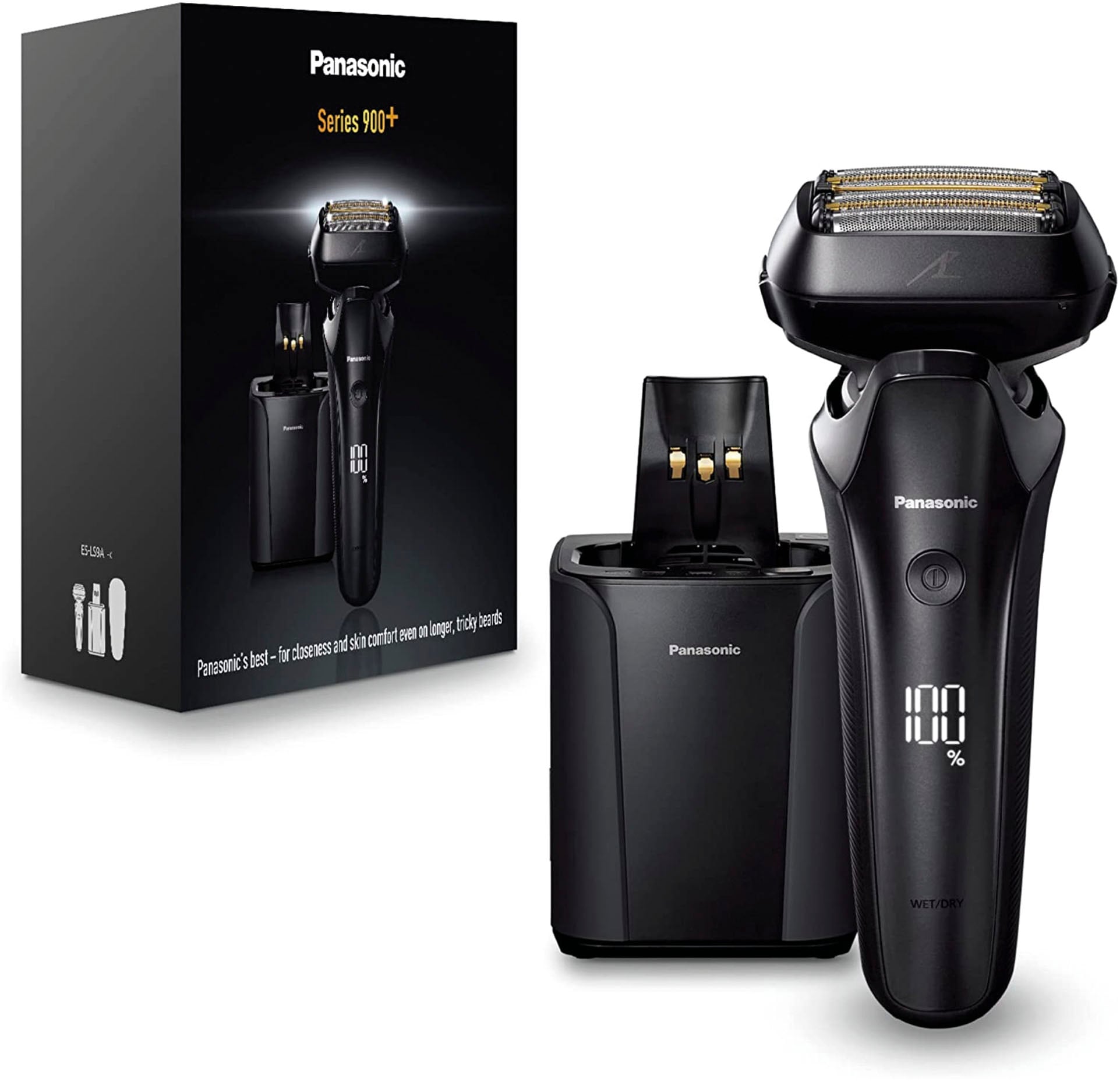 PANASONIC Elektrorasierer "Series 900+ Premium Rasierer ES-LS9A", schwarz, Kunststoff, B:7,2cm H:17,2cm T:5,9cm, Elektrorasierer