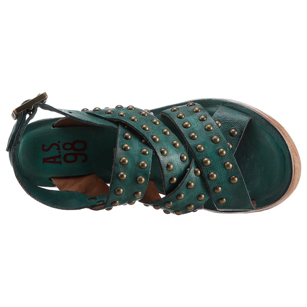 A.S.98 Keilsandalette »EMERALD«, Sommerschuh, Sandale, Keilabsatz, mit glänzenden Nieten besetzt