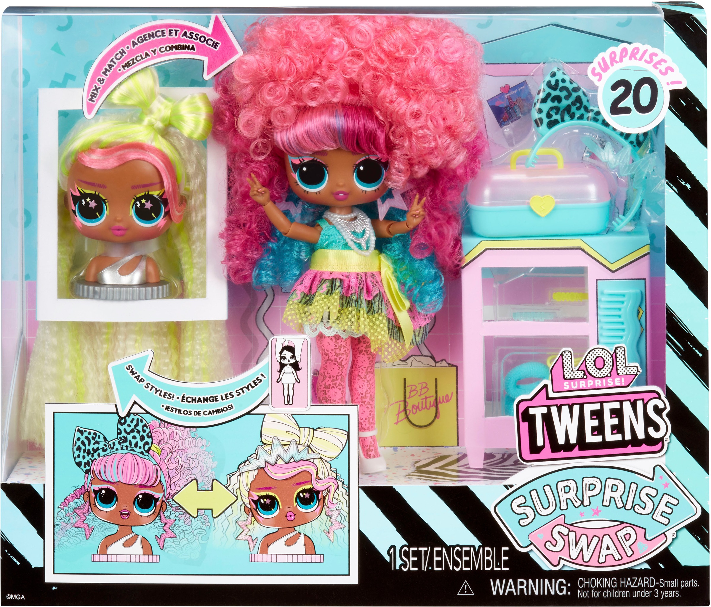 L.O.L. SURPRISE! Anziehpuppe »L.O.L. Surprise Tweens Surprise Swap - Curls-2- Crimps Cora«, mit zusätzlichem Kopf im anderem Look