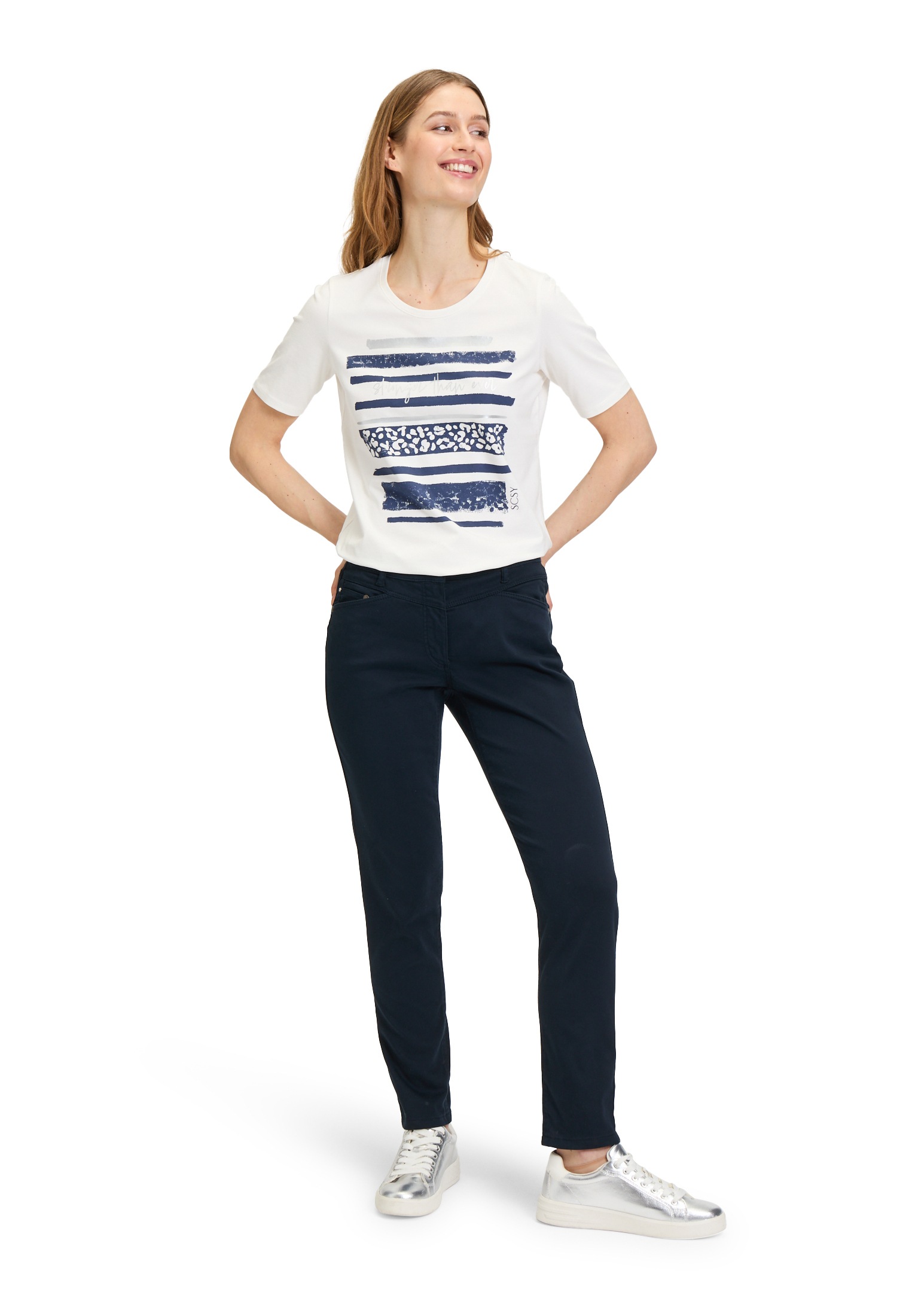 Betty Barclay Kurzarmshirt »Betty Barclay Basic Shirt mit Aufdruck«, (1 tlg.), Glitzer