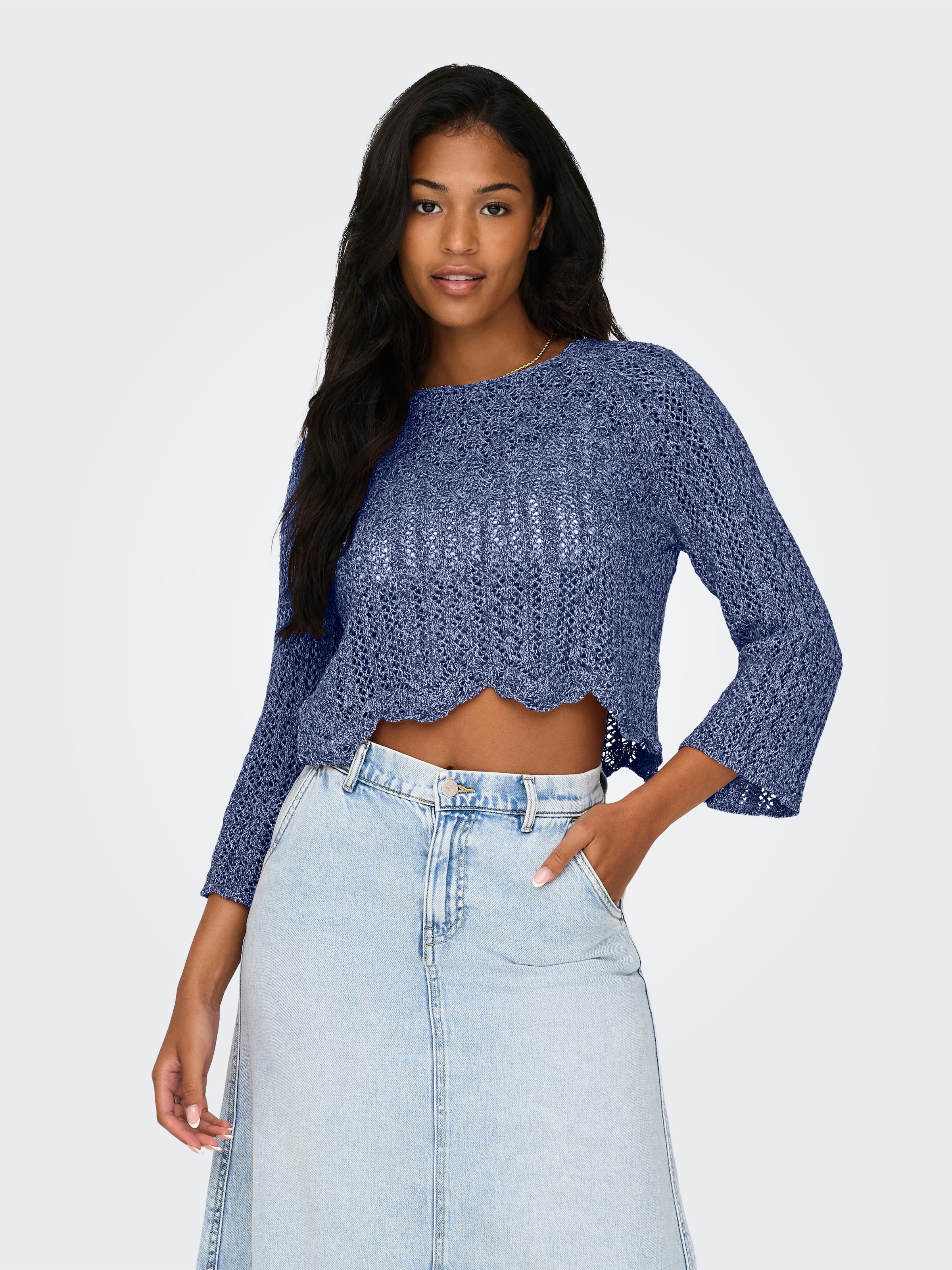 ONLY Rundhalspullover "ONLNOLA LIFE 3/4 PULLOVER KNT NOOS" günstig online kaufen