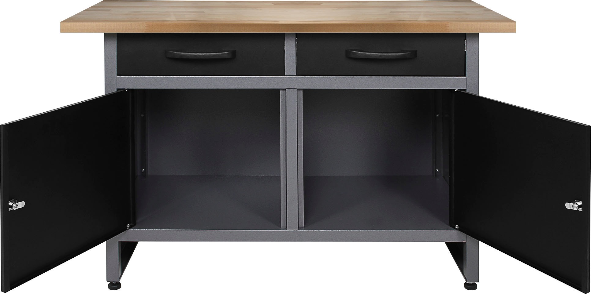 Werkstatt-Set ONDIS24 "Klaus mit LED", schwarz (anthrazit, schwarz, grau), B:240cm H:205cm T:60cm, Metall, Werkbänke, 240 cm 2