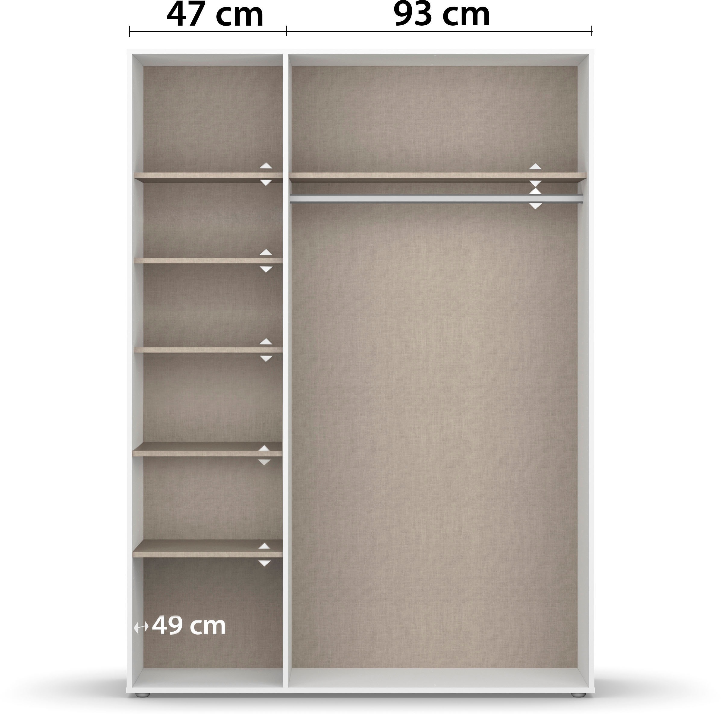 rauch Drehtürenschrank »Kleiderschrank Schrank Garderobe Wäscheschrank VOYAGER«, (in 3 verschiedenen Ausstattungen BASIC/CLASSIC/PREMIUM), mit modernen Griffen in Graumetallic und Spiegel