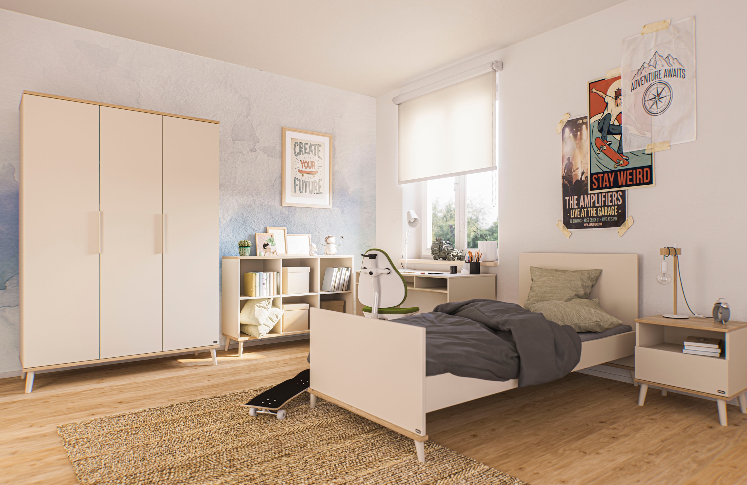 YUNY by PAIDI Sideboard »HAZEL in Beige, 6 offene Fächer« modernes & stabiles Regal aus Holz, offenes Standregal