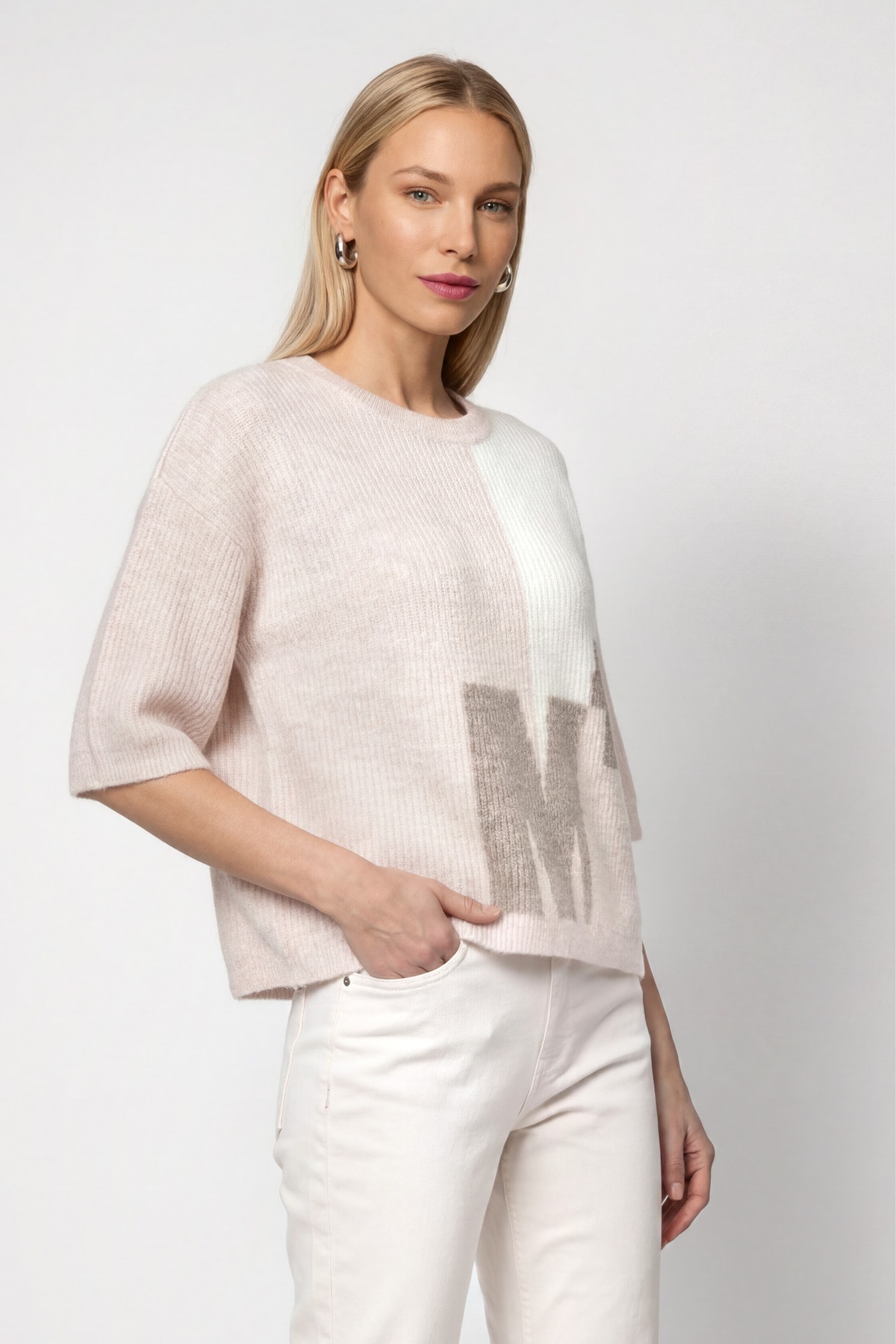 Monari Strickpullover "Pullover Intarsie" Regular fit mit Rundhalsausschnitt