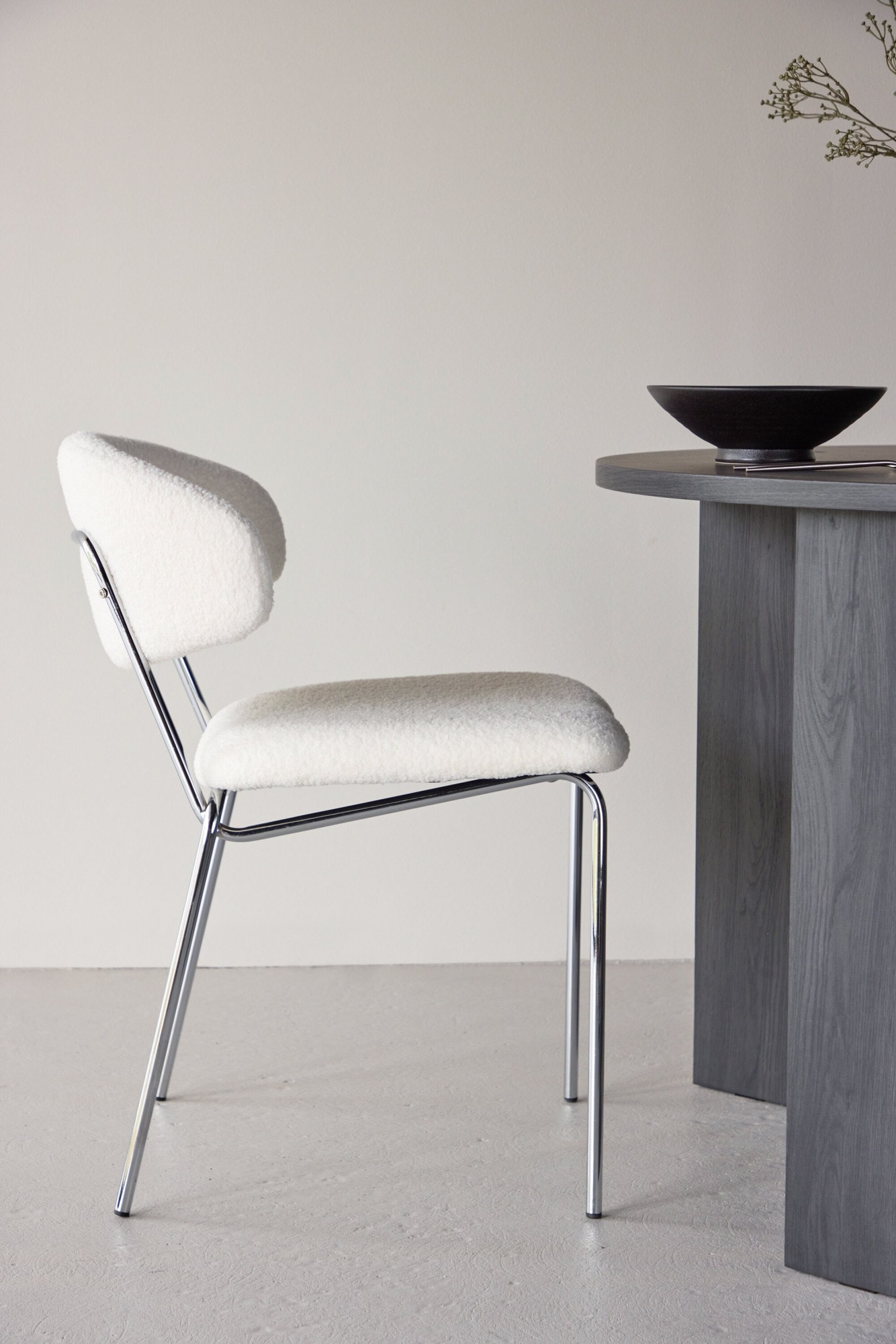 Venture Home Esszimmerstuhl »Chico, 2er-Set Esszimmerstühle in Bouclé, abgerundet, 150 kg belastbar« () Polsterstuhl, Bouclé-Bezug, Stahlbeine, abgerundet, modern