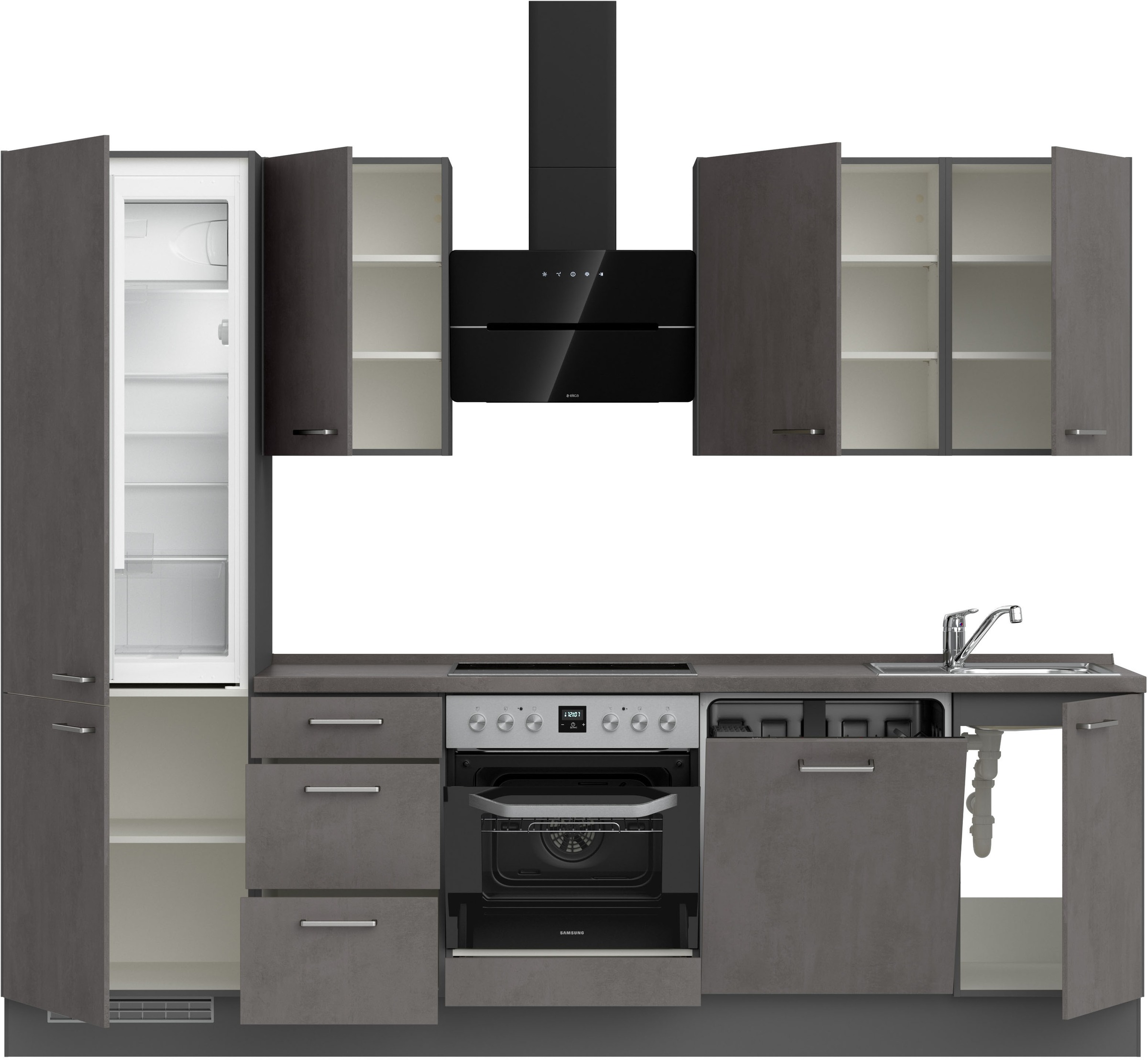 nobilia® Küchenzeile »"Riva II"«, vormontiert, Ausrichtung wählbar, Breite 270 cm, wahlw. mit E-Geräten