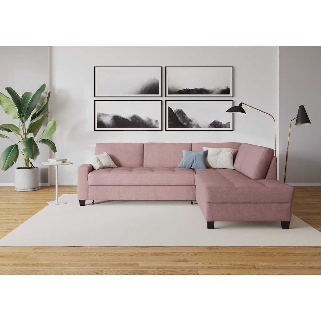 DOMO collection Ecksofa »Florentina«, wahlweise mit Bettfunktion, mit Kontrastnaht