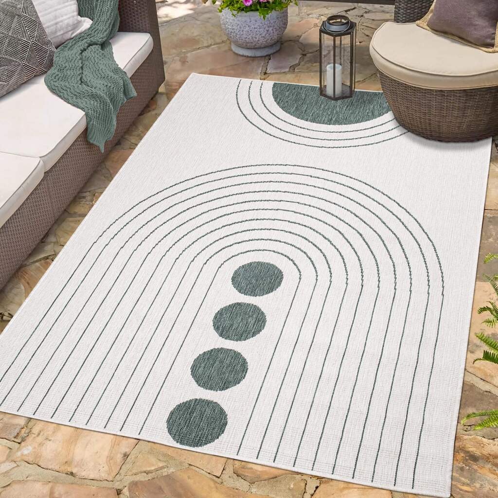 Carpet City Outdoorteppich "DUO RUG 5739", rechteckig, 5 mm Höhe, Wendeteppich Wetterfest In- & Outdoor, Balkon, Terrass