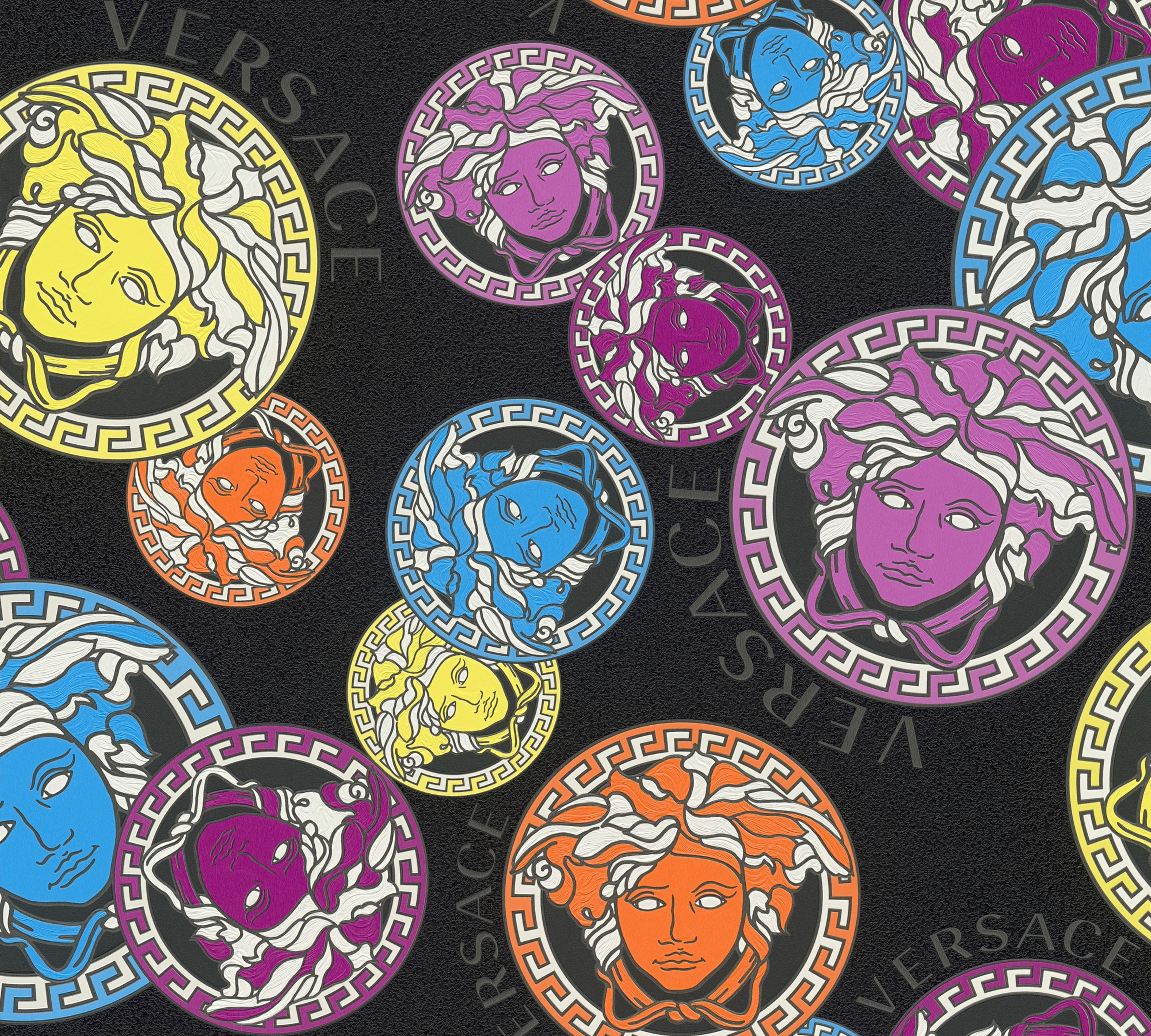 Versace Vliestapete "Wallpaper Versace 5 Medusakopf" Abstrakt Gemustert Leicht Glänzend Leicht Strukturiert Designertapete Tapeten Wohnzimmer