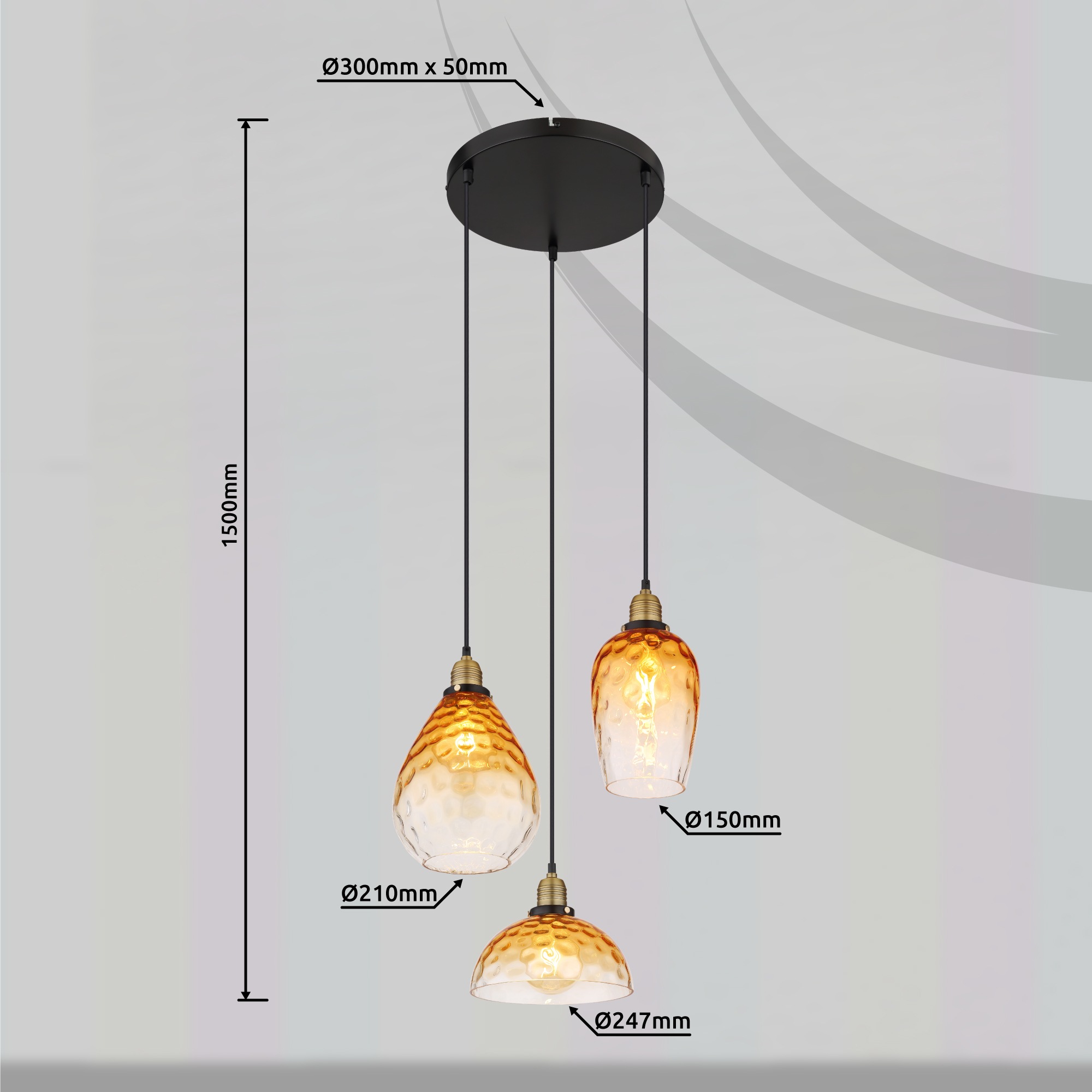 GLOBO LIGHTING Hängeleuchte »SALVY«, Leuchtmittel E27 | ohne Leuchtmittel, Hängelampe/Pendelleuchte/Esszimmer/Wohnzimmer/Esstisch
