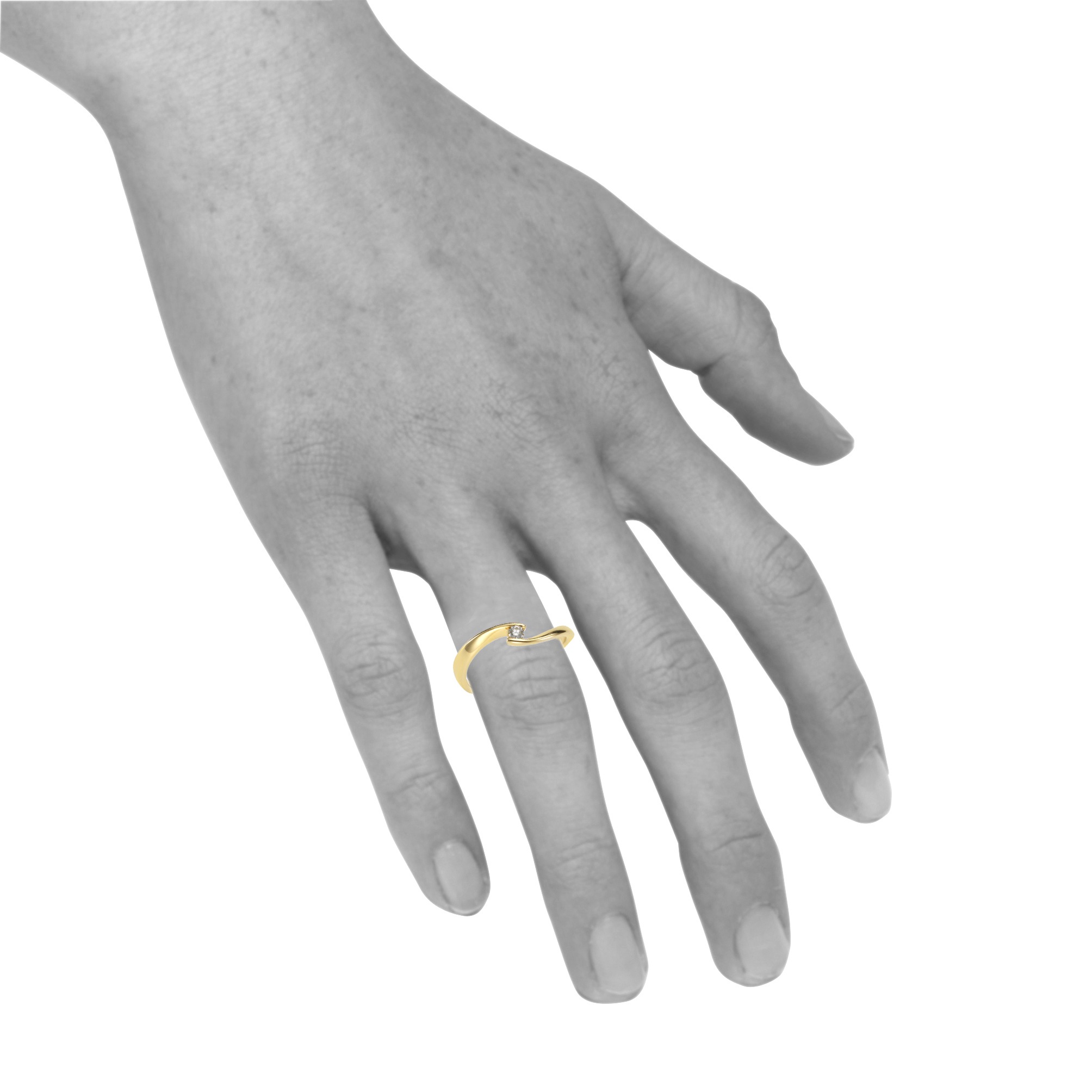 OROLINO 750 Gold Diamond Ring Yellow Size 54 2