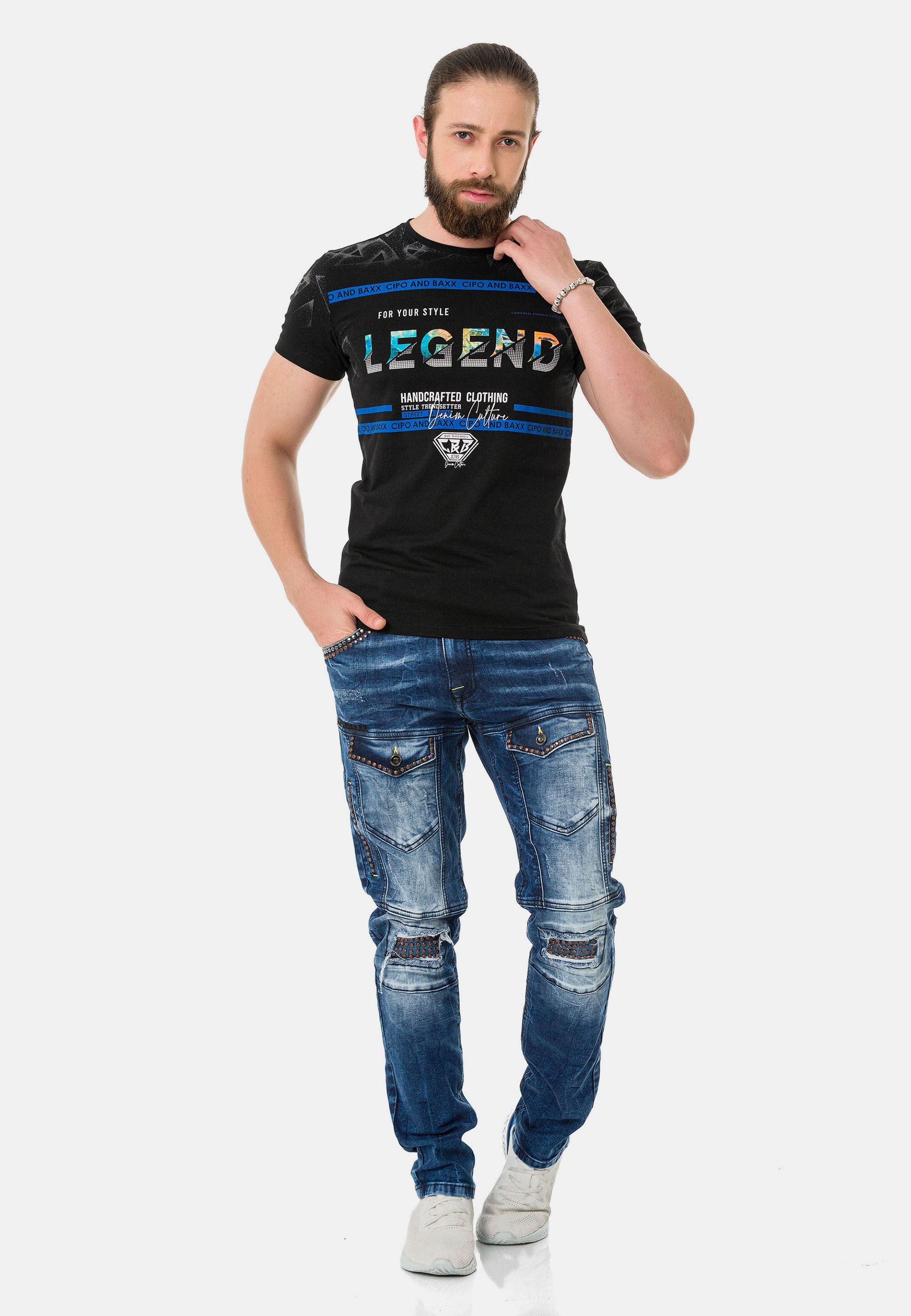 Cipo & Baxx T-Shirt »T-Shirt«, mit Rundhalsausschnitt