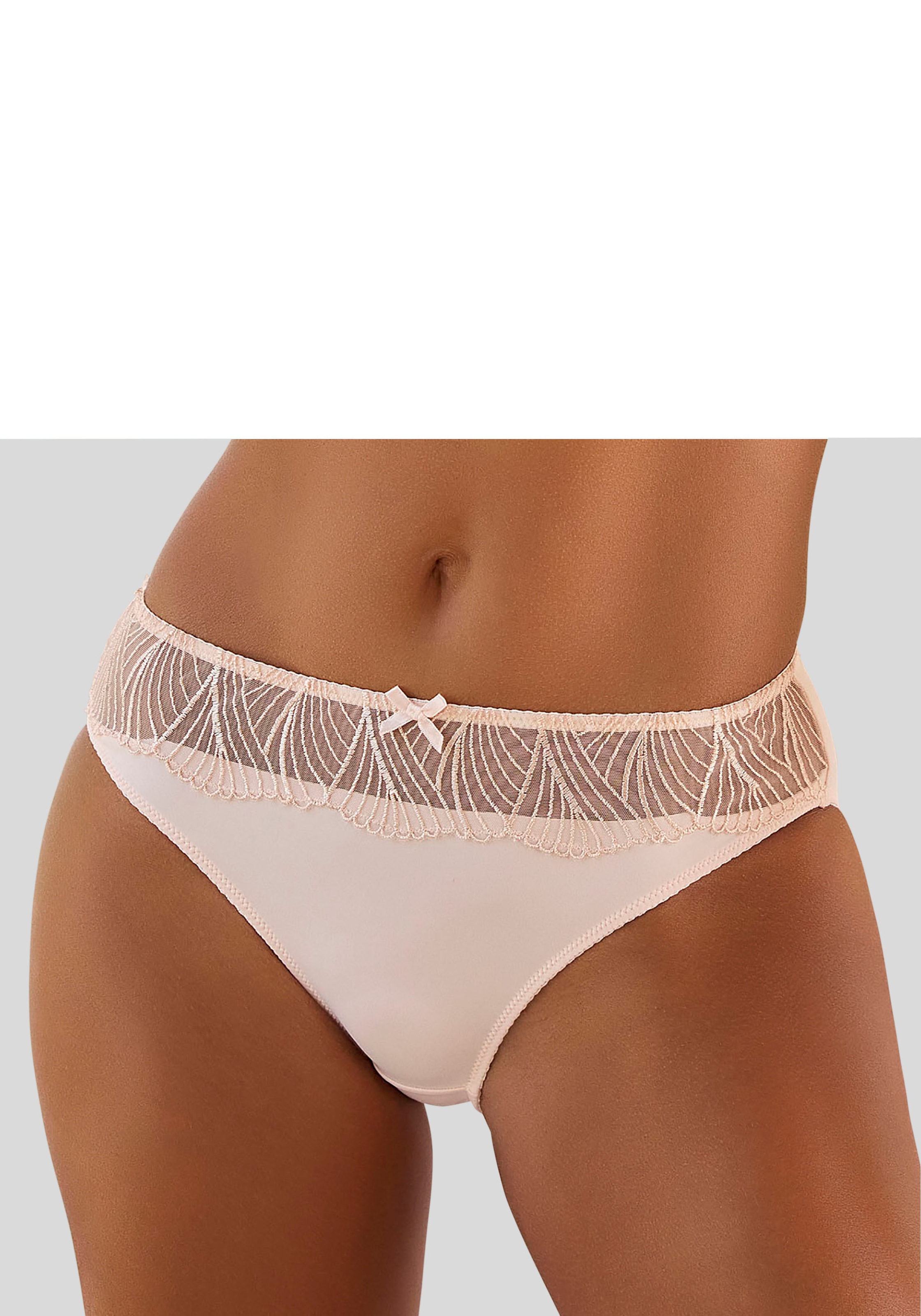 LASCANA Bikinislip, mit Bund aus modischer Stickerei Spitze