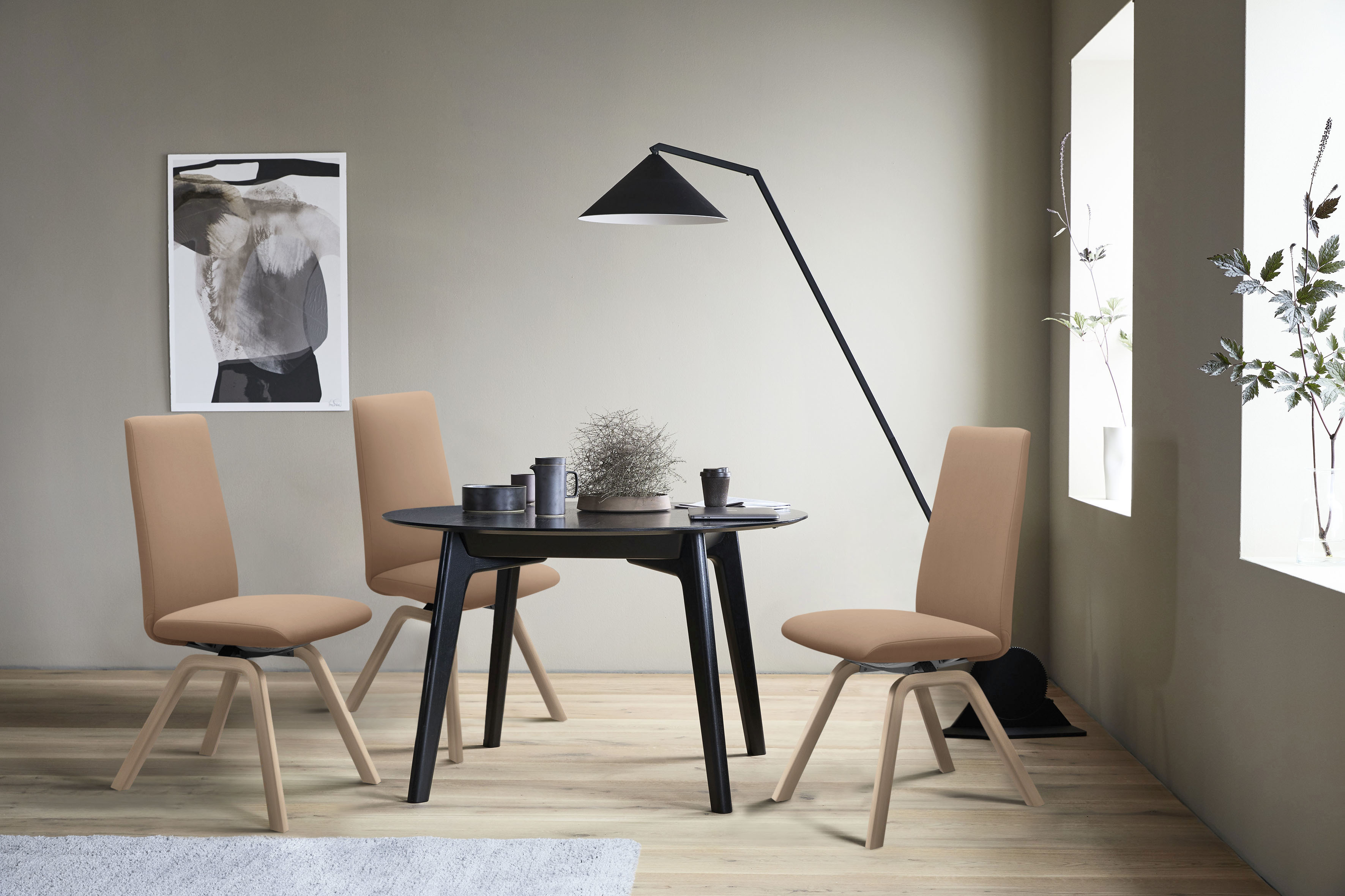 Stressless Polsterstuhl "Laurel" () High Back, Größe M, mit schräggestellten Beinen in Eiche gekalkt