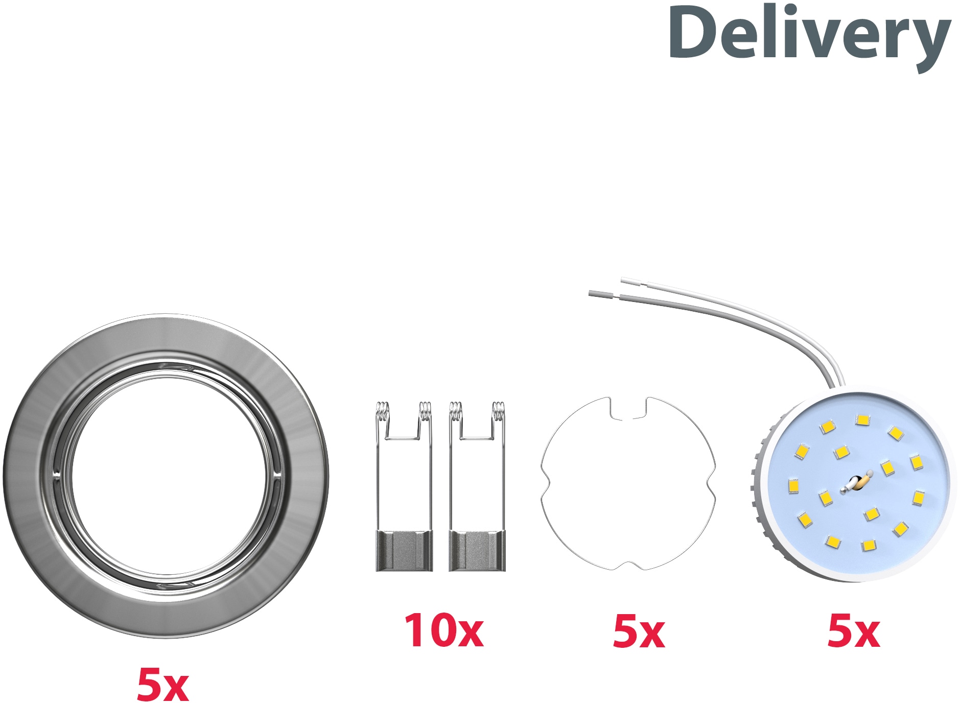 B.K.Licht LED Einbauleuchte, 5 flammig-flammig, LED Einbauspots, ultra flach,  inkl. 5x 5W 400LM 3000K, schwenkbar | BAUR