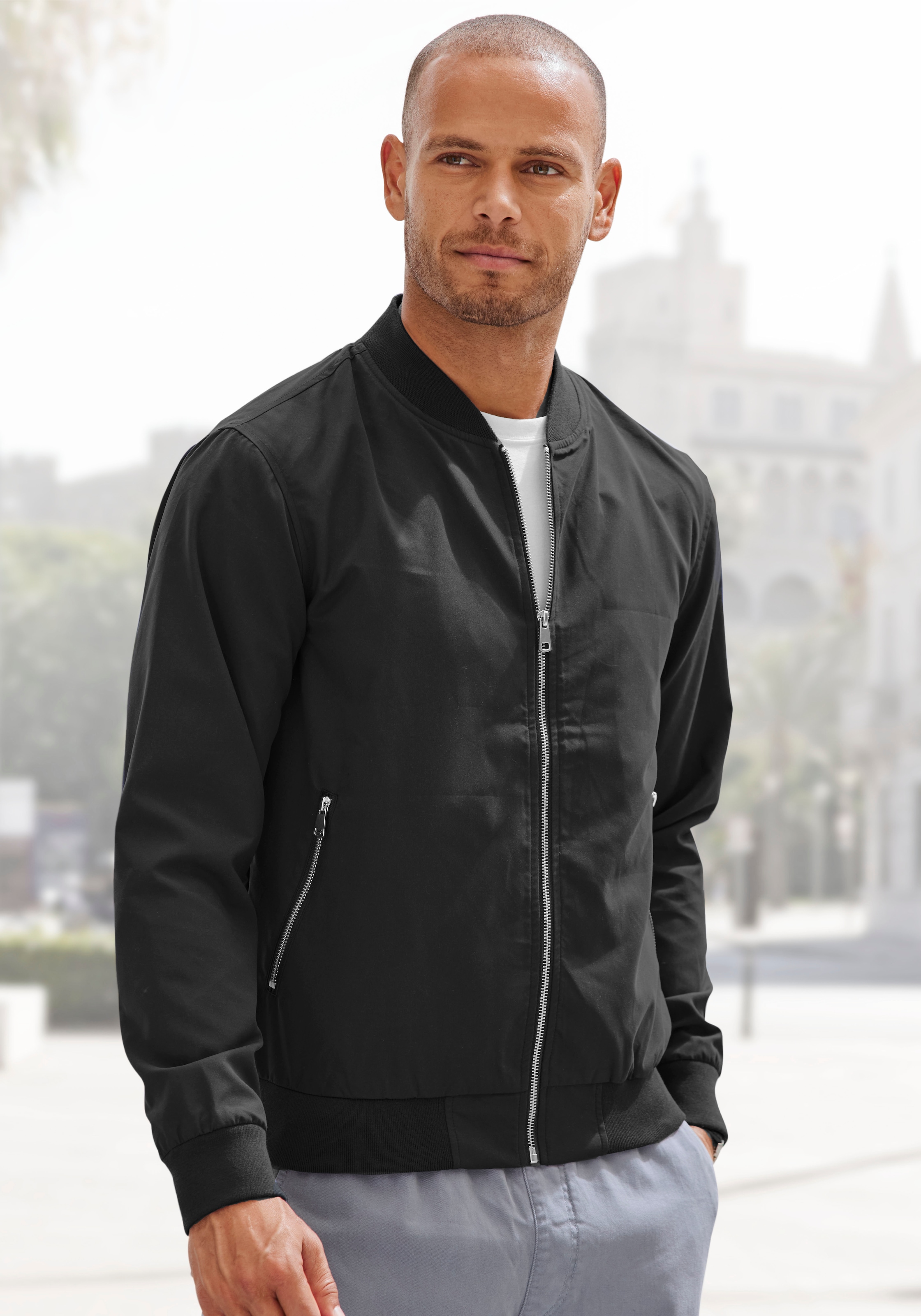John Devin Bomberjacke "/ Blouson mit Rippkragen", Pilotenjacke / Übergangs günstig online kaufen