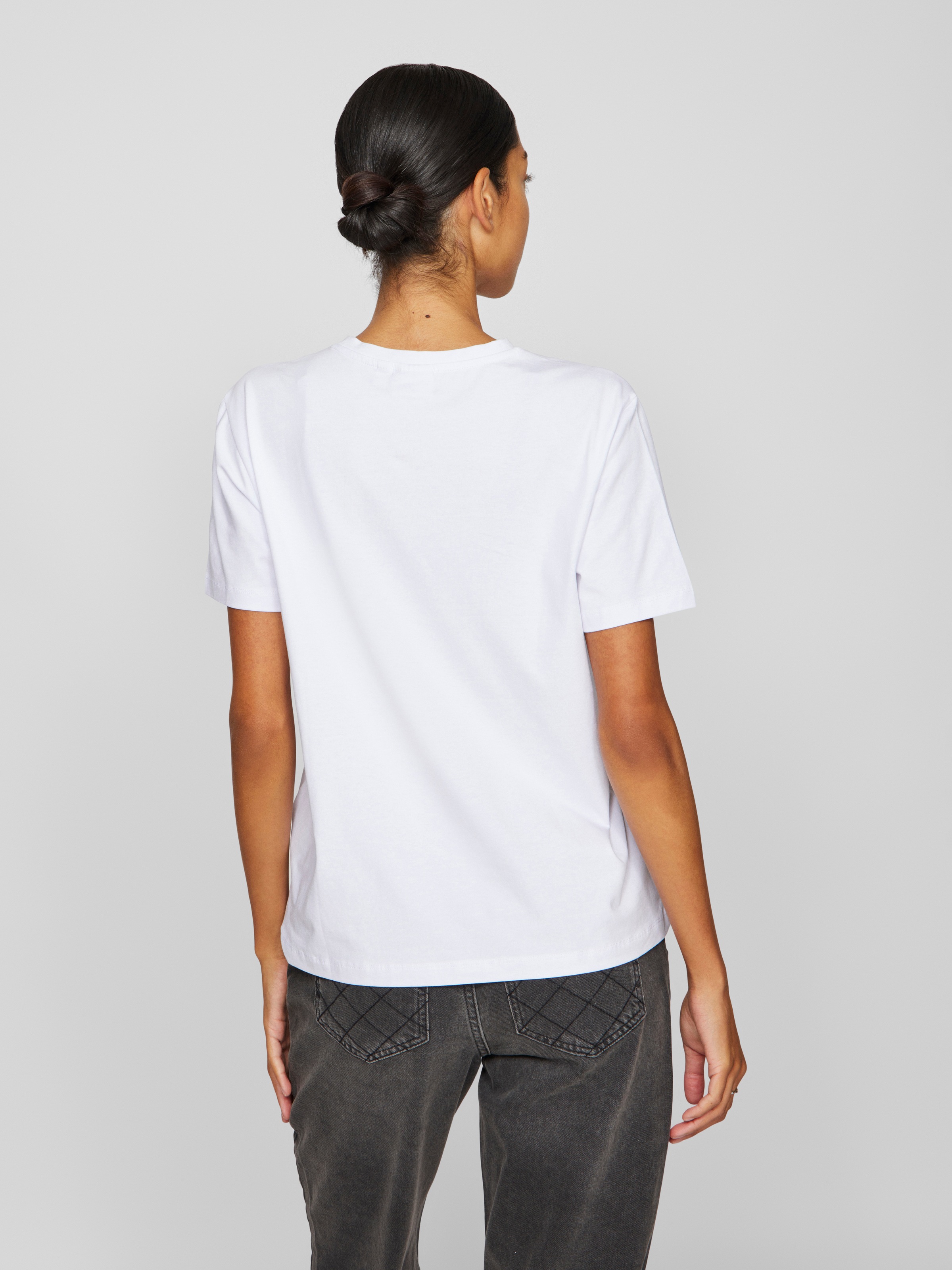 Kurzarmshirt VILA "VINORA S/S T-SHIRT - NOOS", Damen, Gr. S, weiß (hellweiß), Jersey, Obermaterial: 96% Baumwolle, 4% Elasthan, unifarben, regular fit normal, Rundhals, Shirts, Baumwollmischung, regular fit 8
