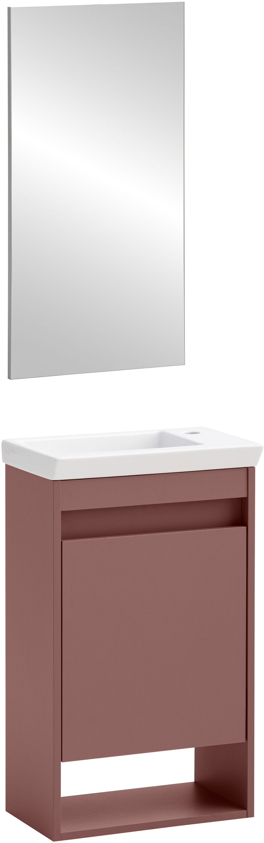 Badezimmer-Set WELLTIME, B:85,5cm H:158cm T:30,5cmmauve, FSC-zertifizierter Holzwerkstoff, Kastenmöbel-Sets, "Avio Badezimmer-Set", Made in Germany