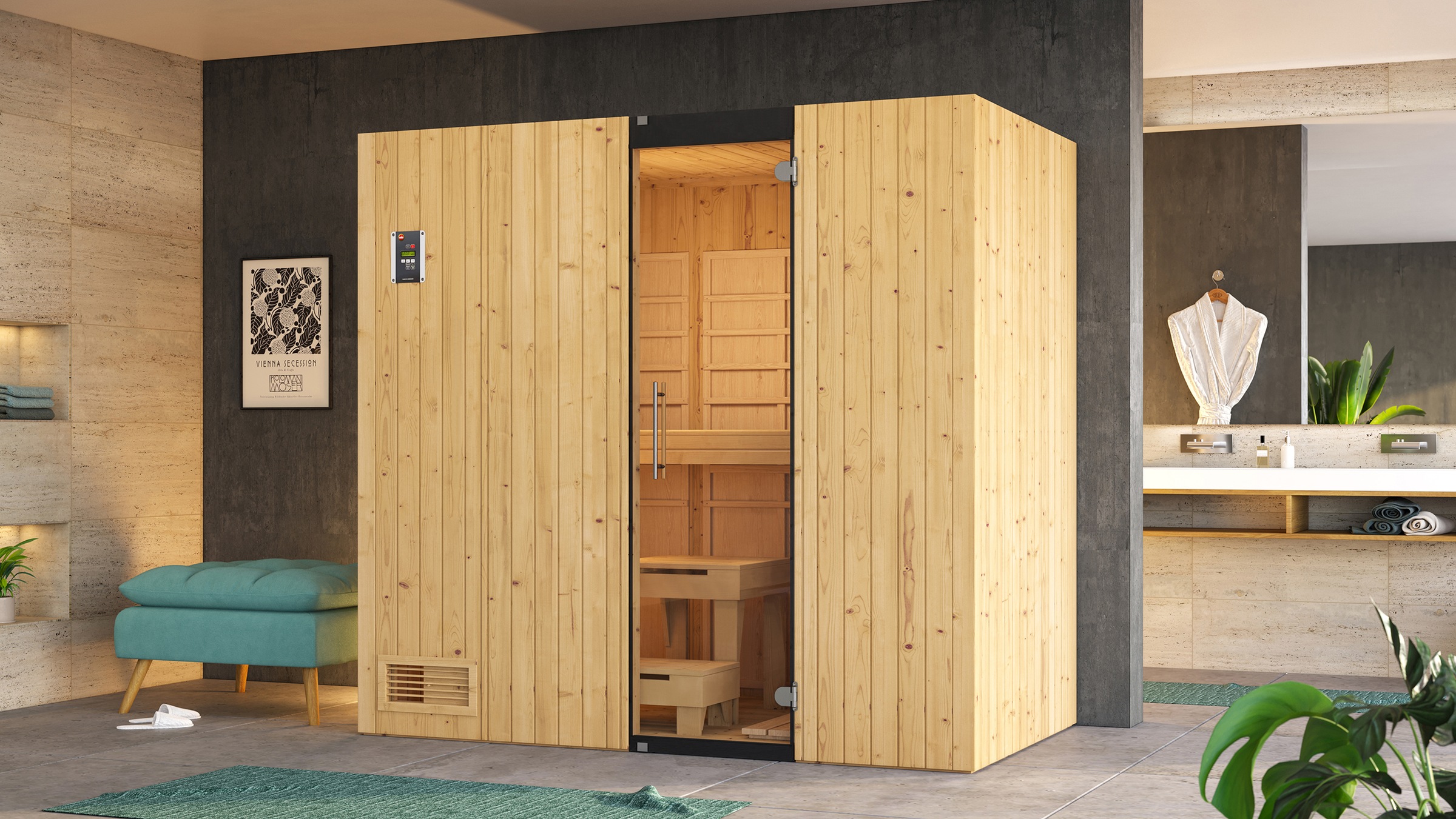weka Infrarotkabine »Infrarotkabine UPPSALA Kombi inkl.«, Sauna oder IR-Strahlung, moderne Ganzglastür