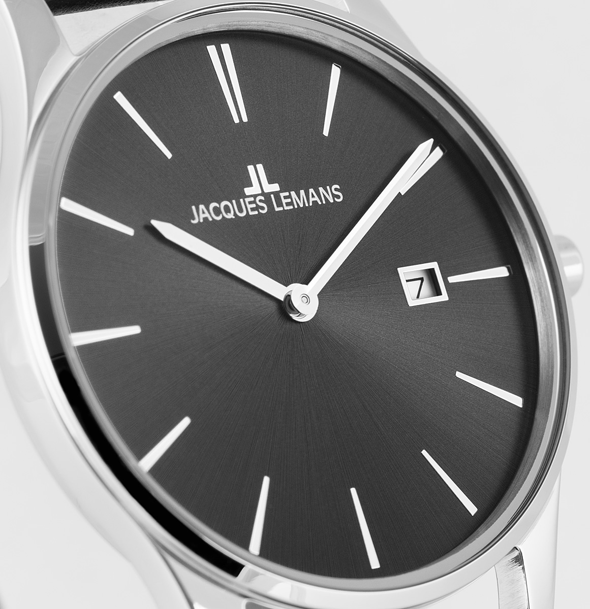 Jacques Lemans Quarzuhr »London, 1-2122A«, Armbanduhr, Damenuhr, Herrenuhr, Datum, Lederarmband