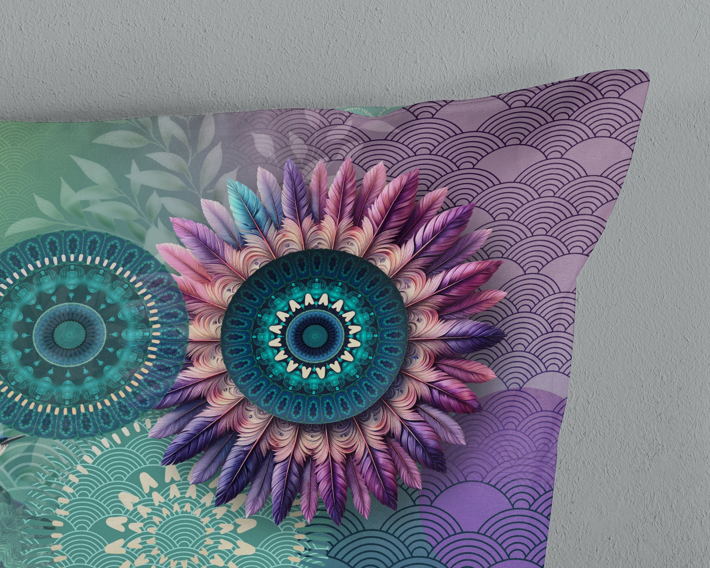 hip Wendebettwäsche »Vespera« 2 Satin, Reißverschluss, Wendeoptik, Mandala, Vogel, grün