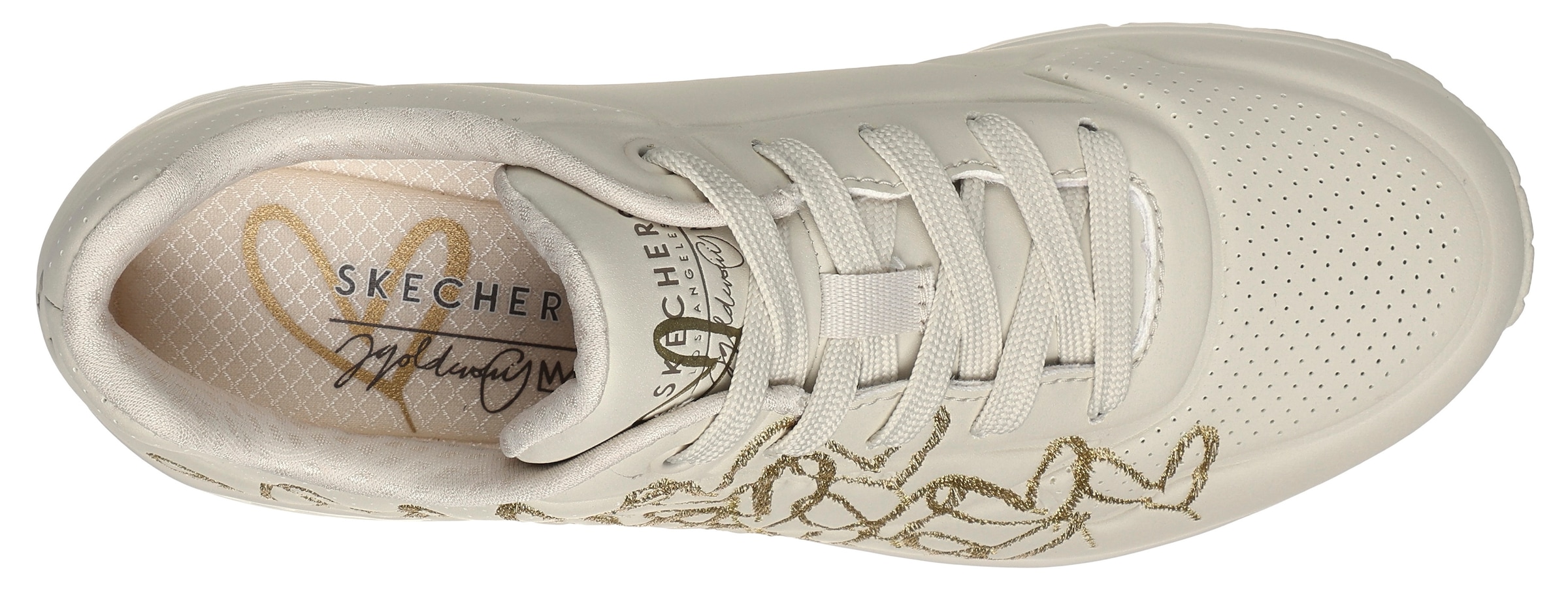 Skechers Sneaker »UNO-GOLDEN HEART«, Freizeitschuh, Schnürschuh mit goldfarbenen Mylar-Stickereien