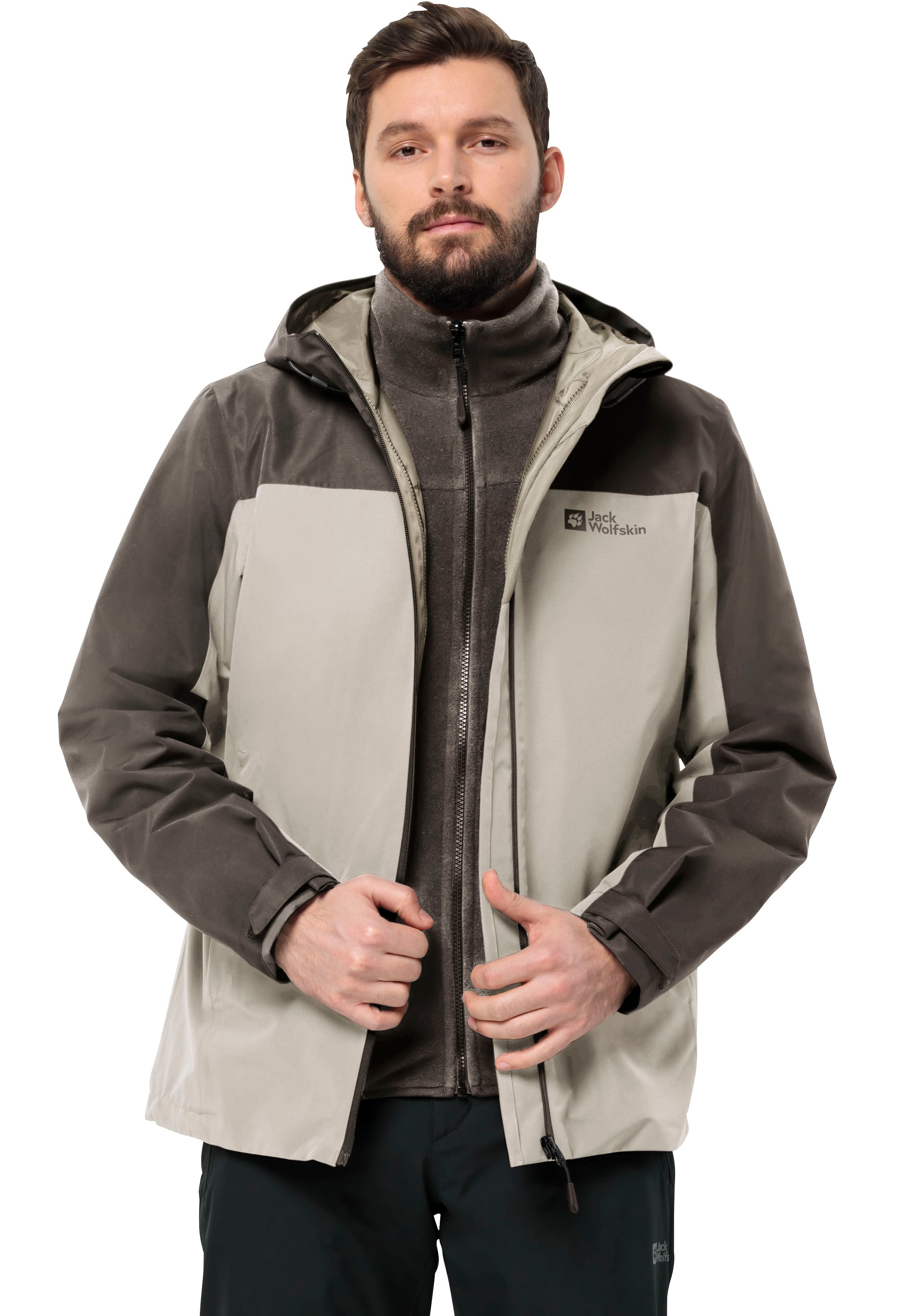 Jack Wolfskin 3-in-1-Funktionsjacke »TAUBENBERG 3IN1 JKT M«, mit Kapuze, Wasserabweisenden Reißverschlüssen, Wasserdicht, Atmungsaktiv