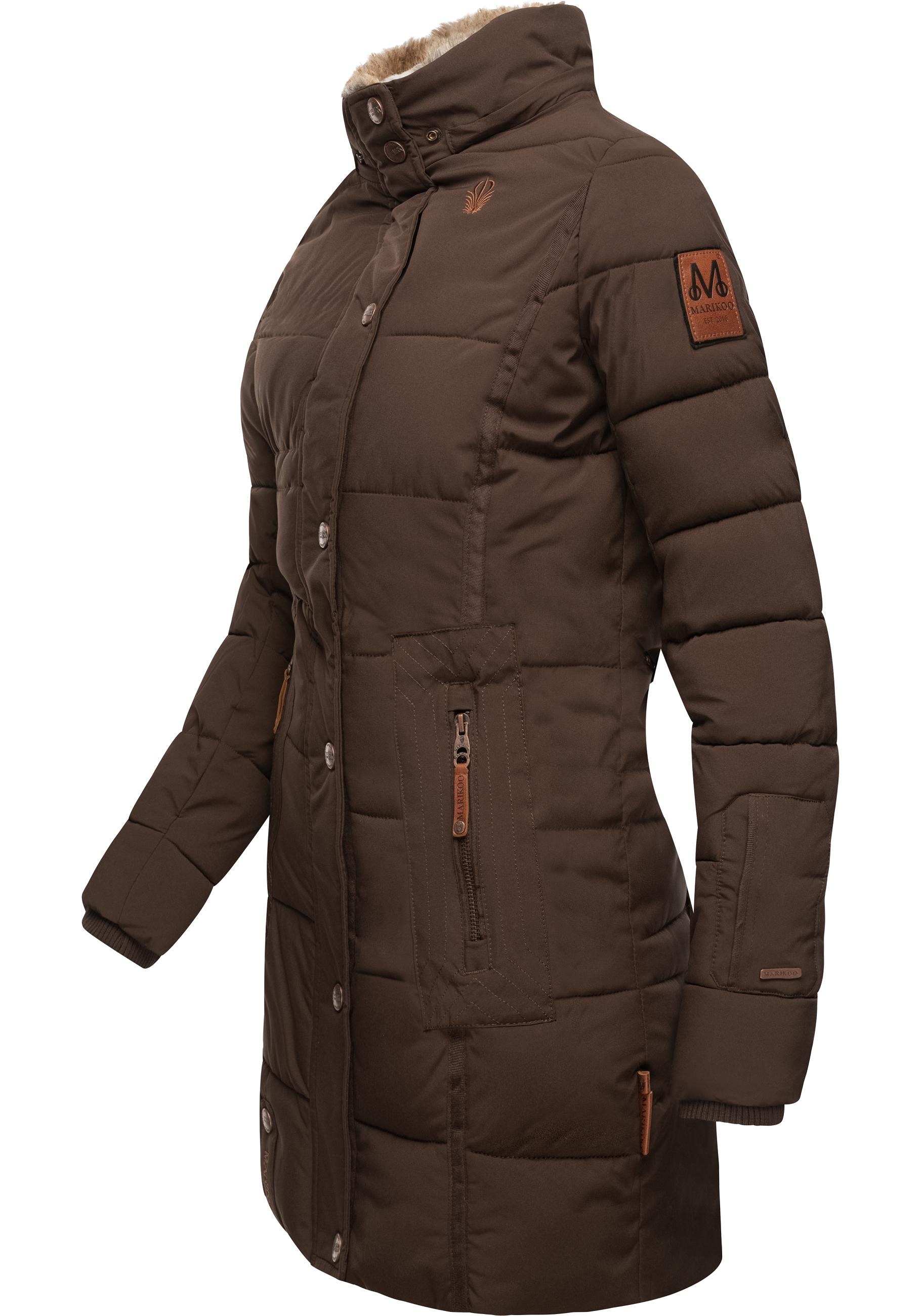 Marikoo Wintermantel »Lieblings Jacke«, stylischer Winter Steppmantel m. Kunstpelz-Kapuze