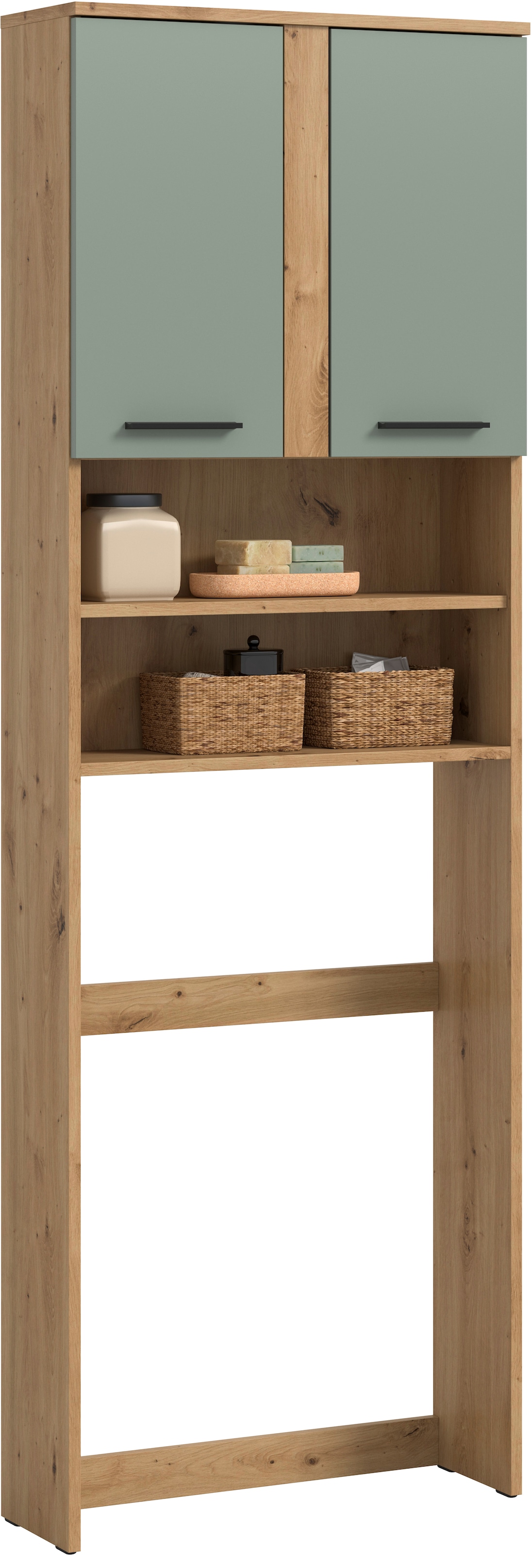 welltime Waschmaschinenumbauschrank "LUCCA, Höhe 191cm, 2 Türen, 2 offene Facher" Überbauschrank, Umbauschrank, Waschmaschinenschrank, Badschrank