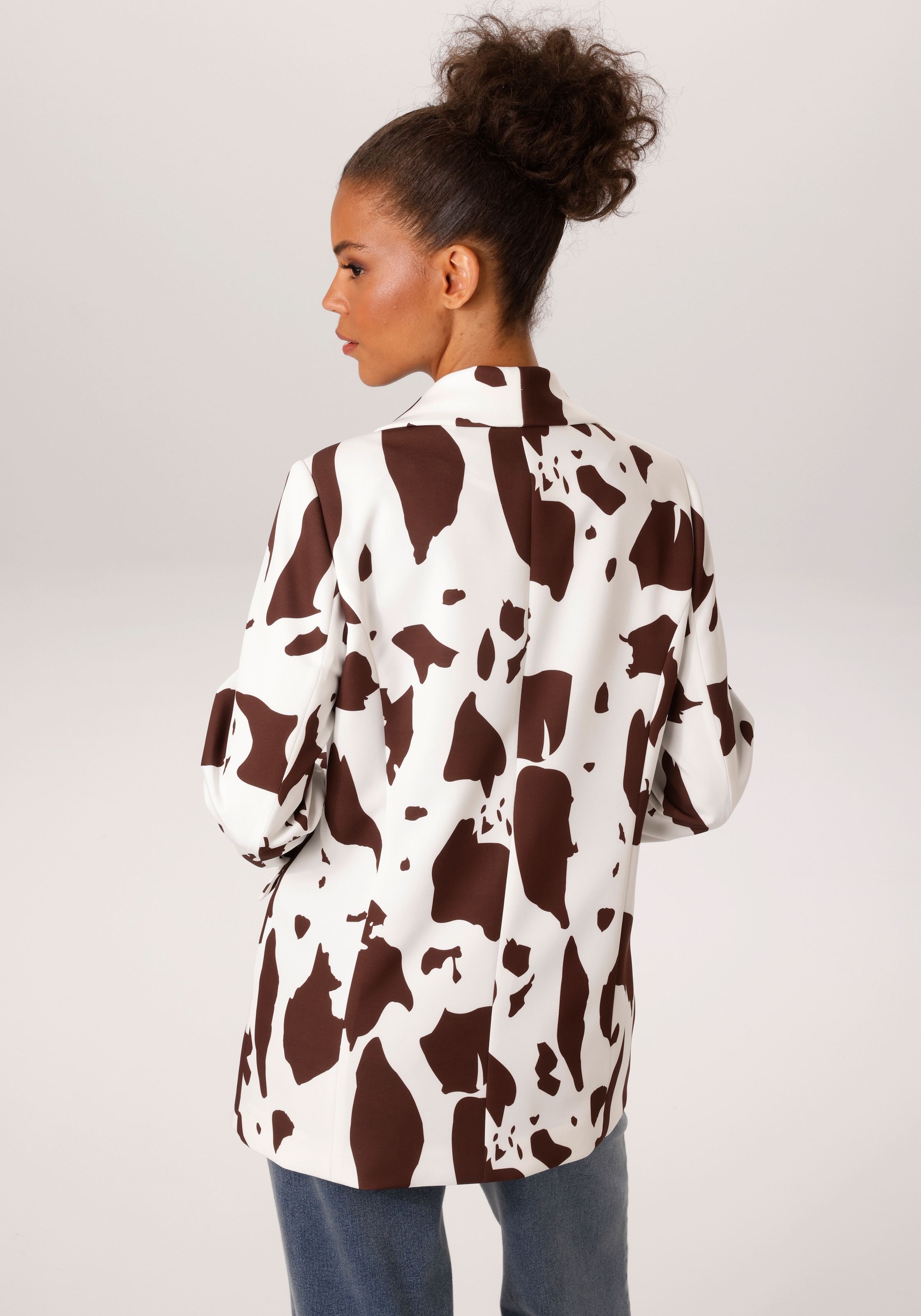 Aniston CASUAL Longblazer mit topaktuellen Kuh-Flecken -jedes Teil ein Unikat - NEUE KOLLEKION