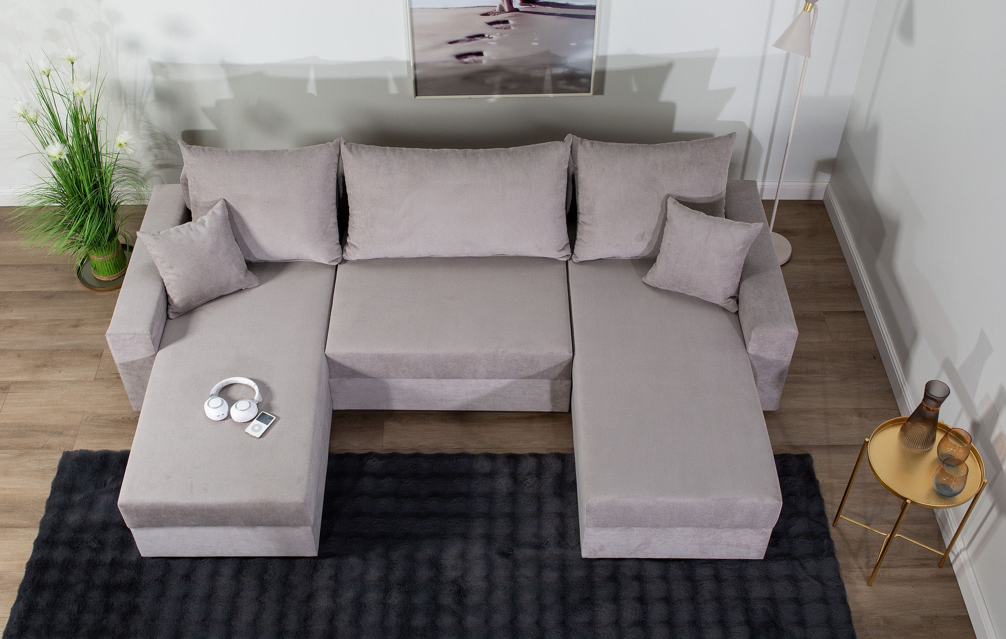 COLLECTION AB Wohnlandschaft »Pico U-Form, B: 252 cm« Schlaffunktion, Bettkasten & 2 Zierkissen