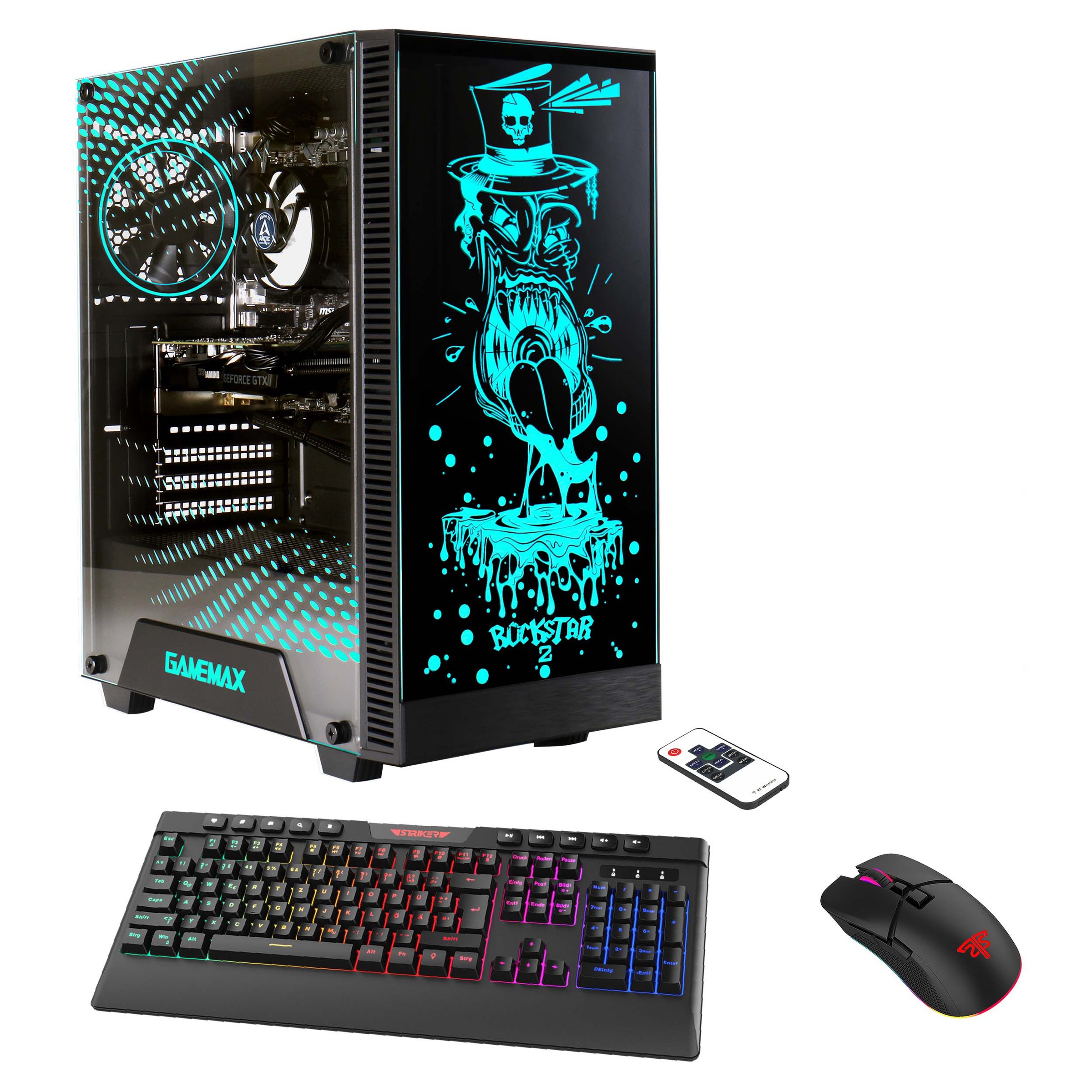 GAMEMAX Gaming-PC "Rockstar 7320 AMD Ryzen 5 5500 RTX 4060 32GB DDR4 2TB SSD", Microsoft Windows 11 Home (64 Bit), 32 GB RAM 2.000 GB SSD, schwarz,
