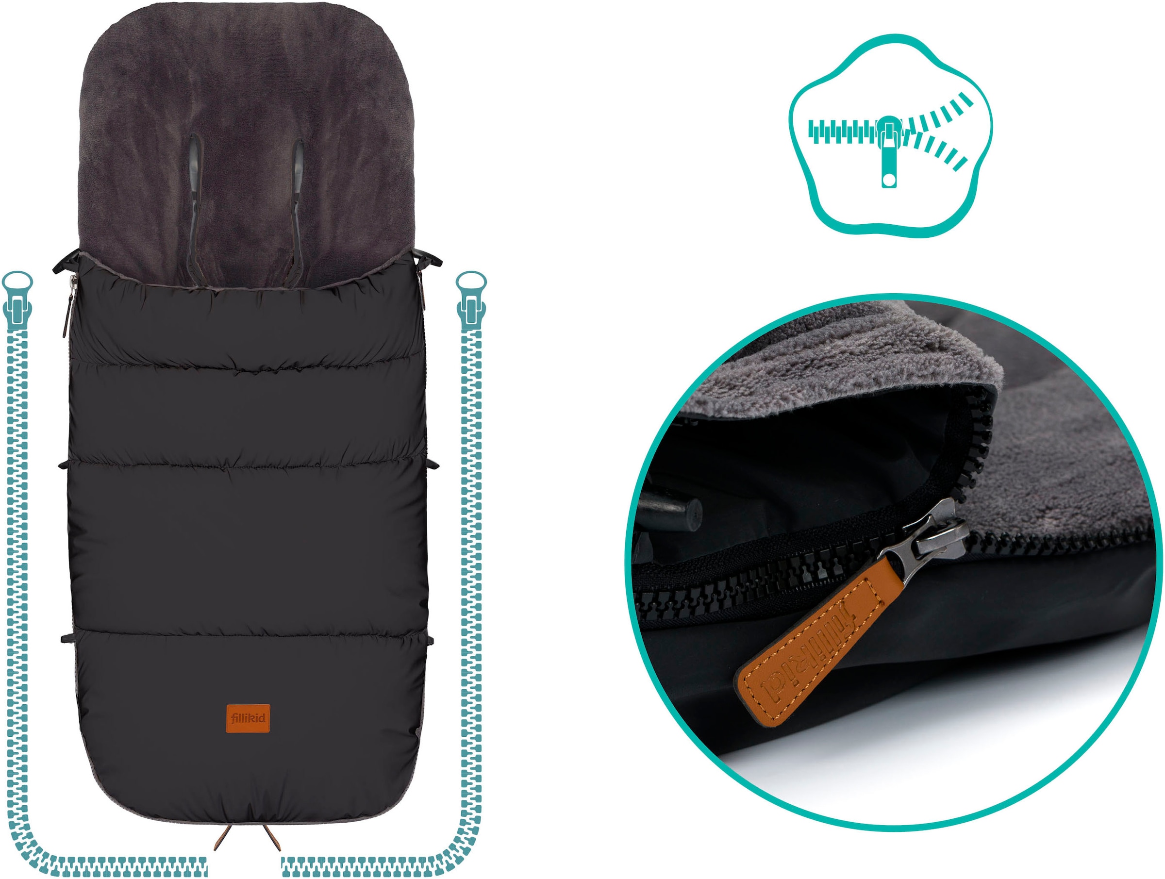 Fillikid Fußsack »Kinley Reflect Winterfußsack, schwarz«, aus stark reflektierendem Außenmaterial