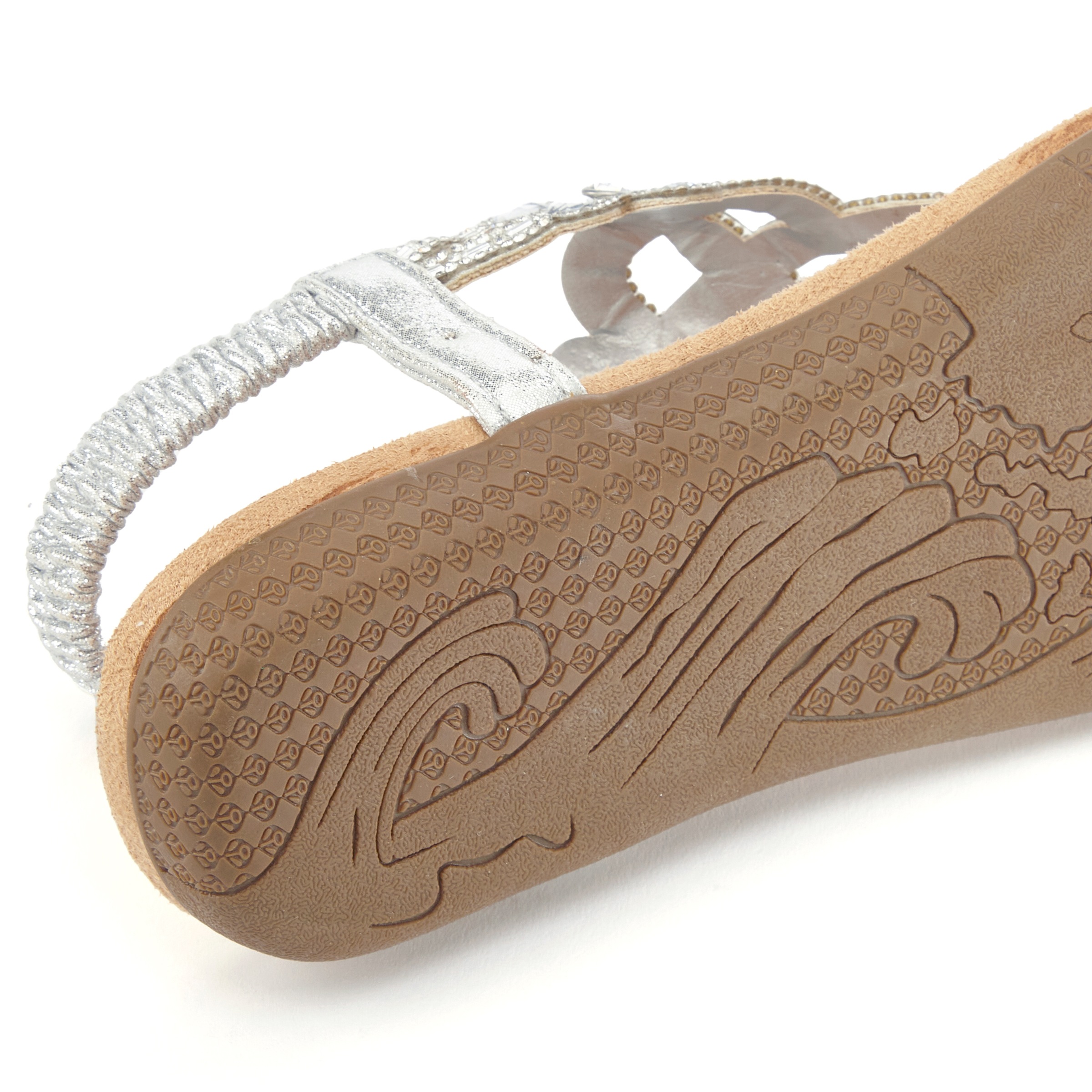 Sandale VIVANCE "Sommerschuh", Damen, Gr. 41, silber (silberfarben), Obermaterial: 100% Synthetik. Decksohle: 100% Synthetik. Laufsohle: 100% Synthetik, unifarben, Schuhe Sandale, Sandalette, Sommerschuh mit elastischen Riemen & Glitzersteinen VEGAN 3