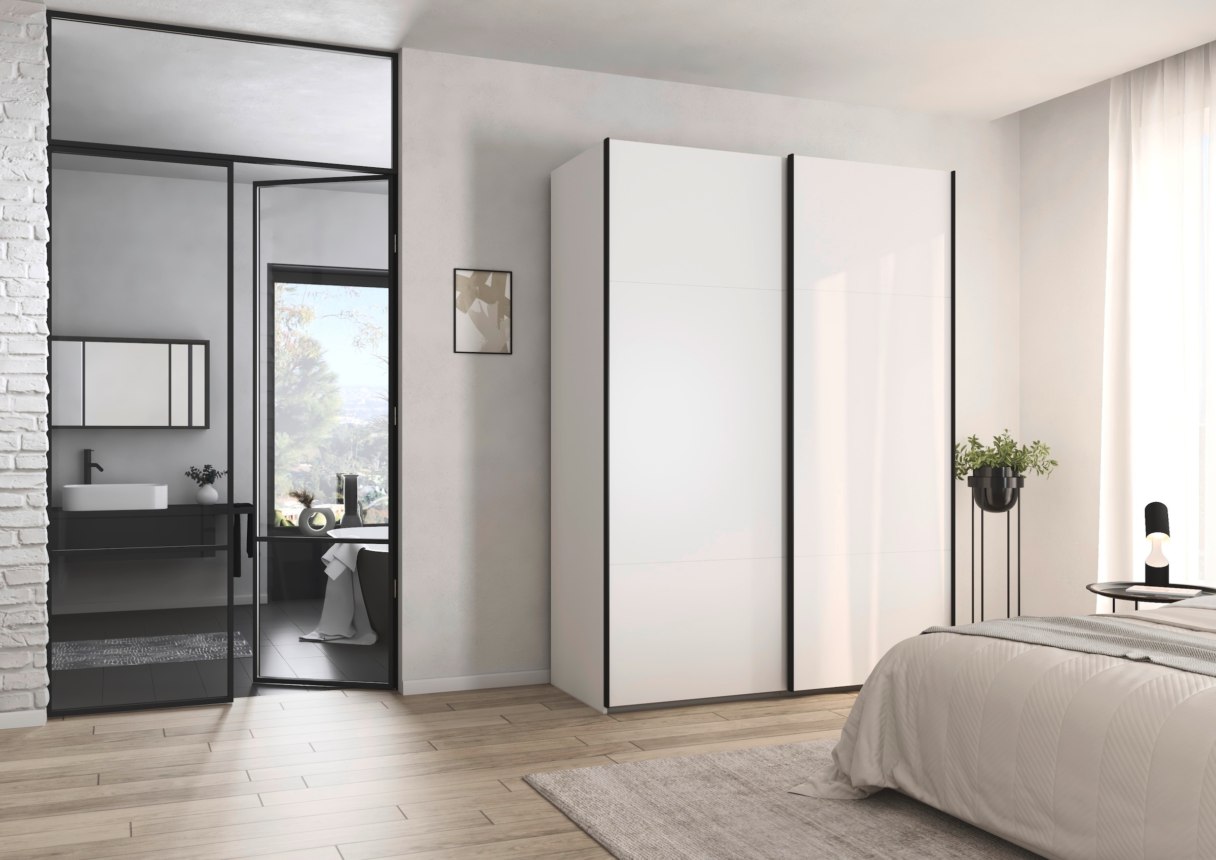 rauch Schwebetürenschrank »Kleiderschrank Schrank Garderobe Schlafzimmerschrank CONTIDO« 3 verschiedene Ausstattungen BASIC/CLASSIC/PREMIUM,  aus hochwertigem Material in 6 Breiten 2 Griff-Farben MADE IN GERMANY