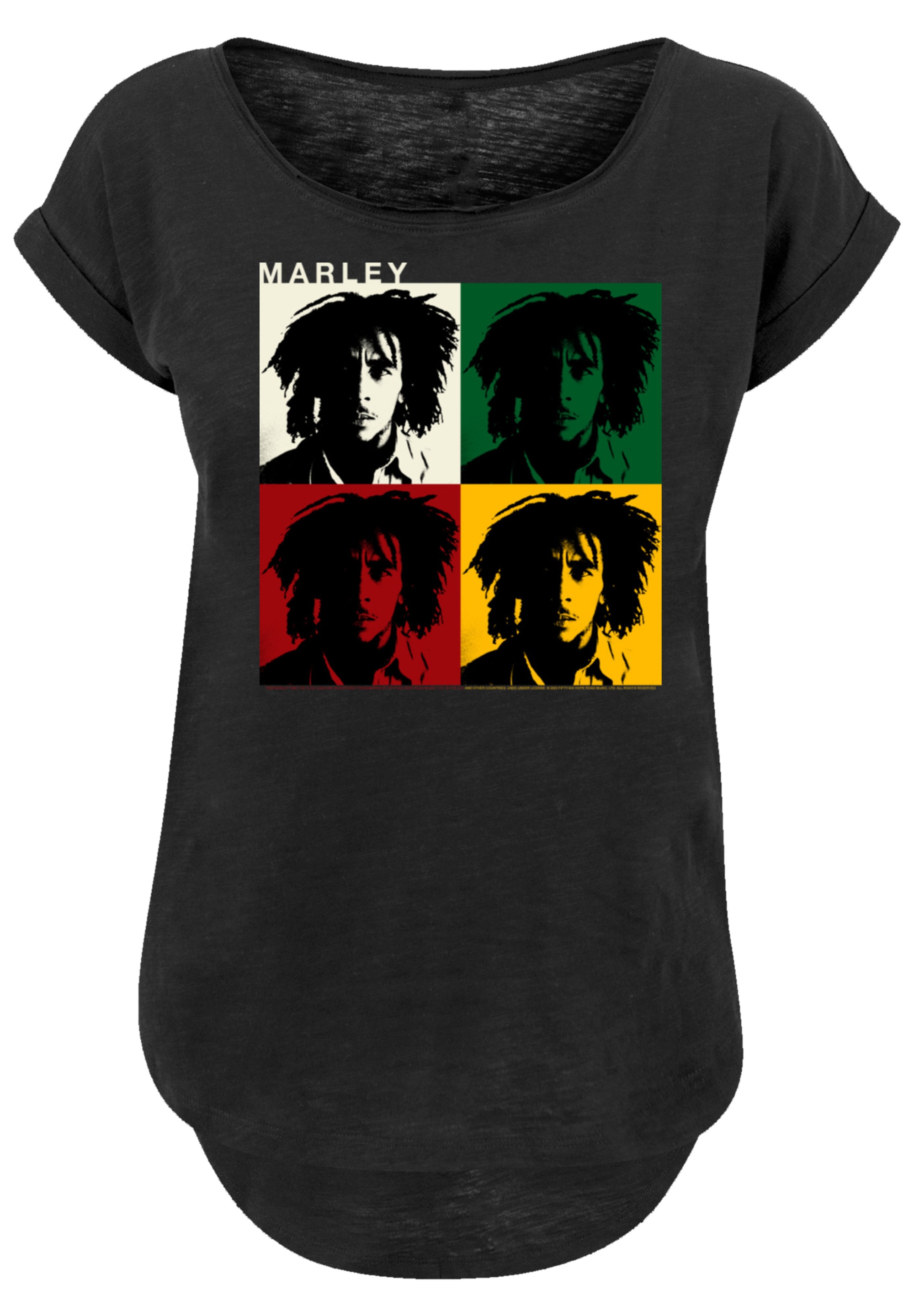 F4NT4STIC T-Shirt »Bob Marley Colour Blocks Two Sleeves Reggae Music«, Premium Qualität, Musik, By Rock Off