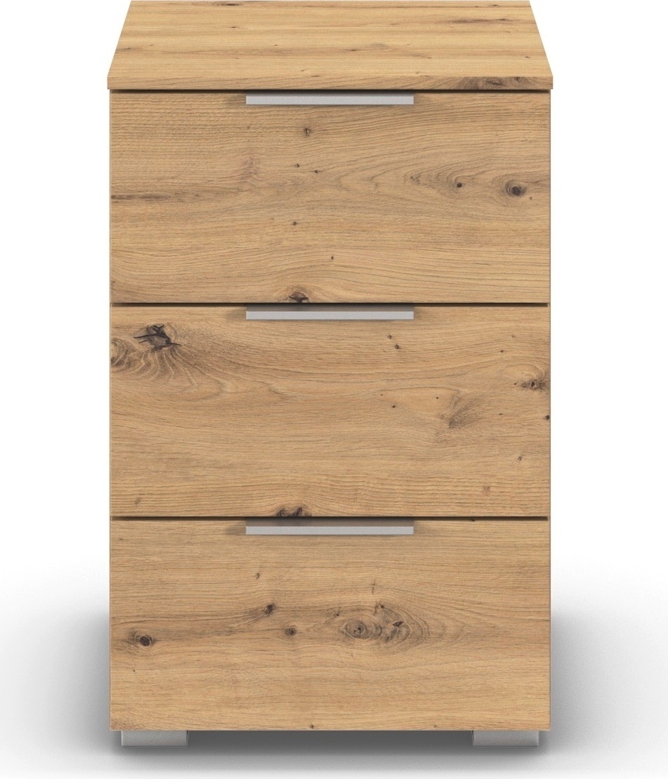 OTTO home Nachtkommode "Nachttisch Nachtschrank Schubladen Sideboard Schubladenkommode ASTANA" Breite 40 cm / Höhe 61 cm, mit 3 geräumigen Schubladen, Kantengriff in Alufarben MADE IN GERMANY