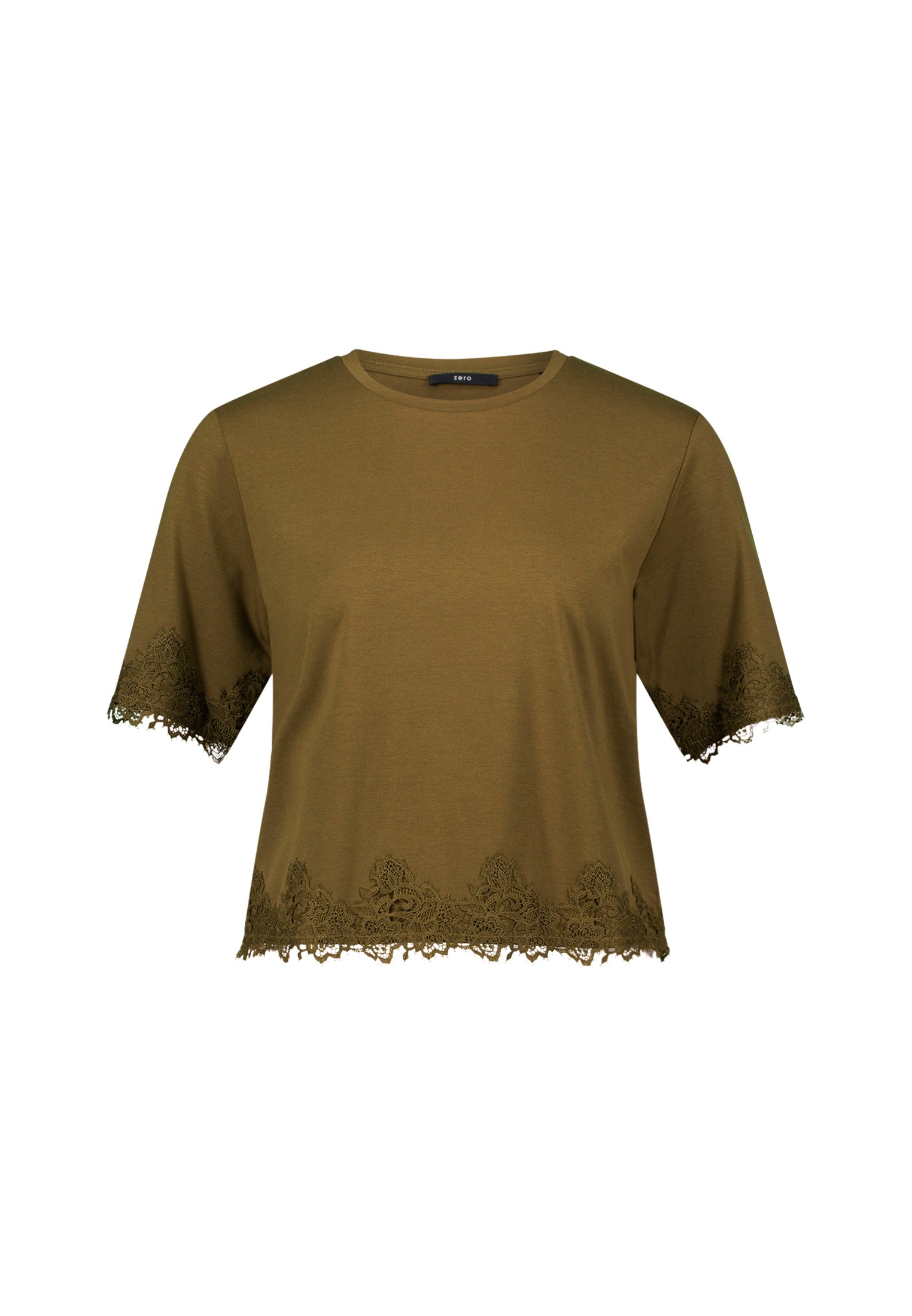 Zero Kurzarmshirt »zero Damen Shirt mit Spitzenbesatz«, (1 tlg.), Spitze