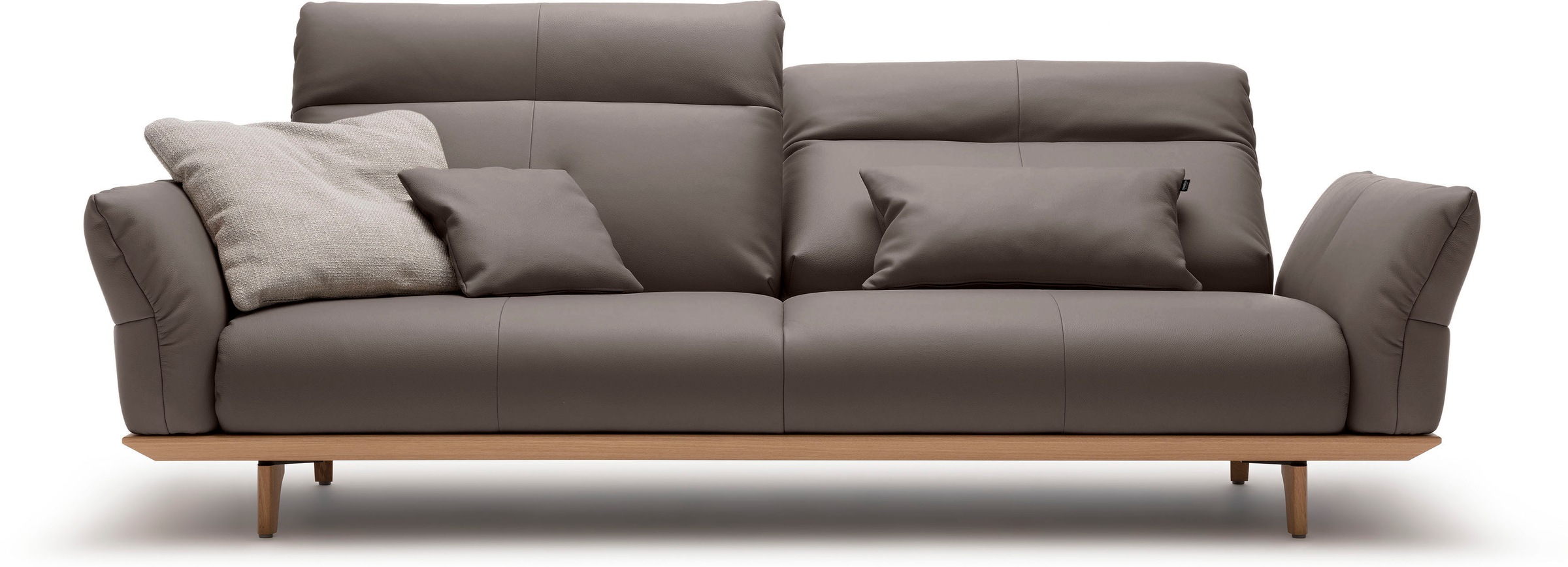 Creation BY ROLF BENZ 3,5-Sitzer "CR.460 mit verstellbarer Rückenlehne, bequem und hochwertig" Sockel in Eiche, Füße Eiche natur, Breite 228 cm