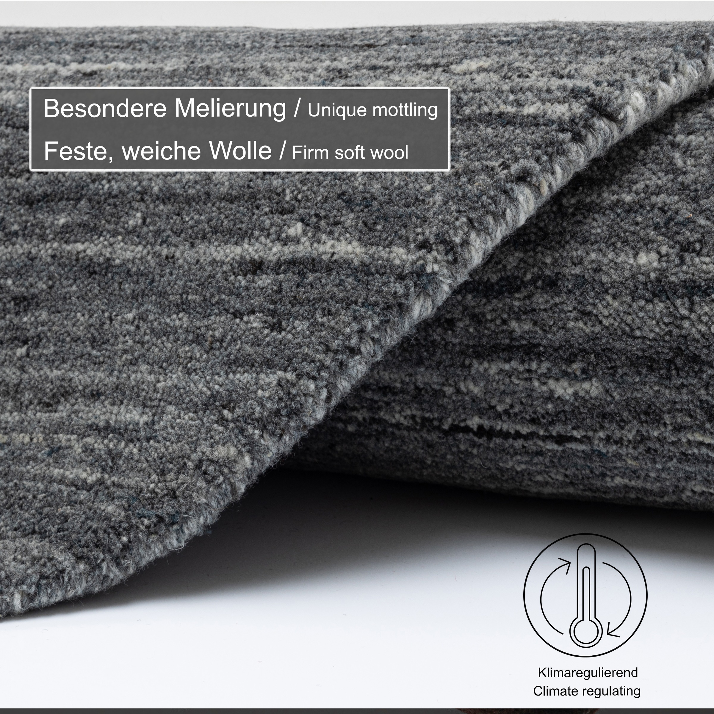THEKO Wollteppich »Pure UNI«, rund, 14 mm Höhe, Handwebteppich, meliert, reine Wolle, handgewebt